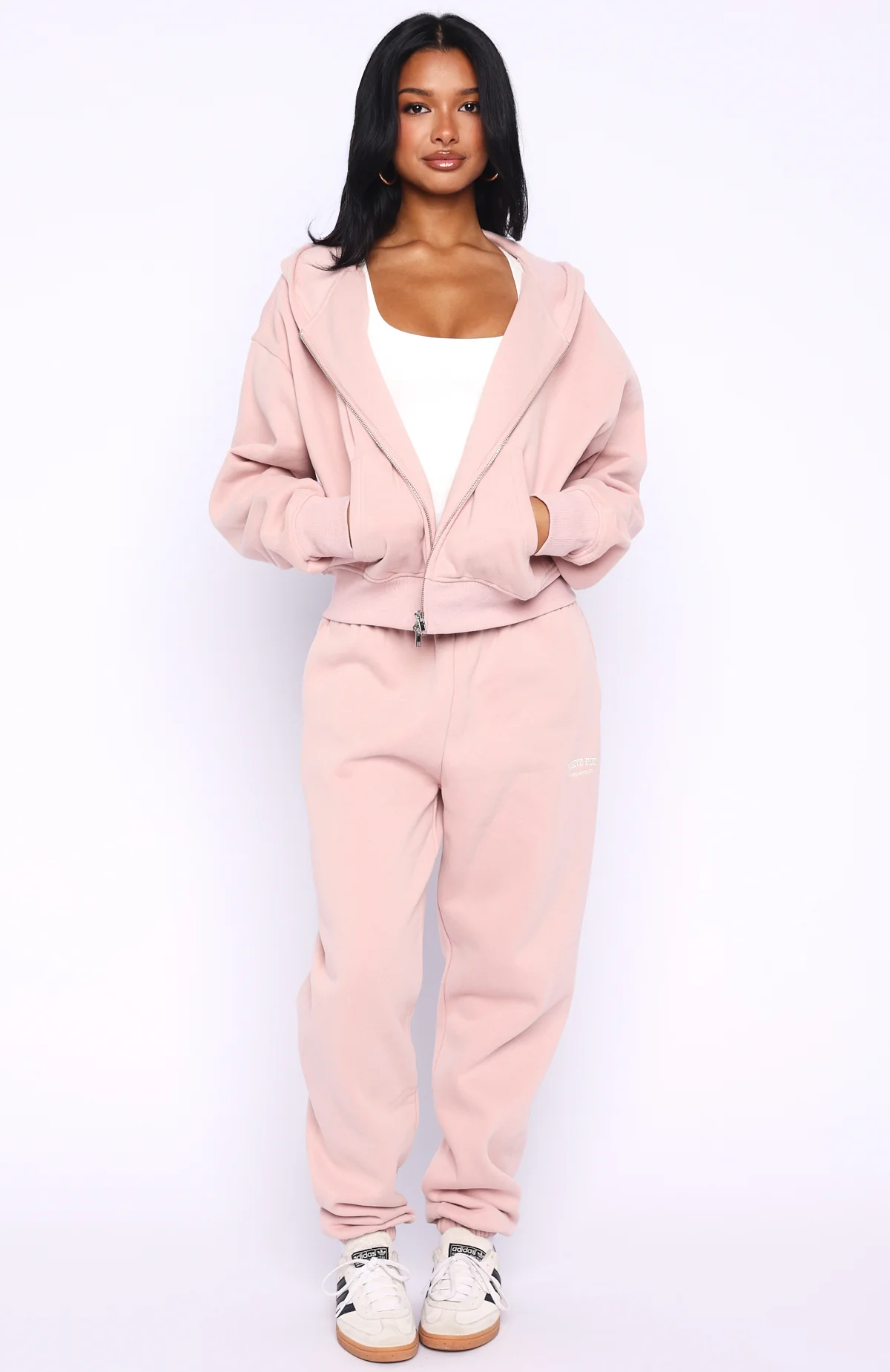Can't Miss It Boxy Zip Front Hoodie Dusty Pink - White Fox Boutique