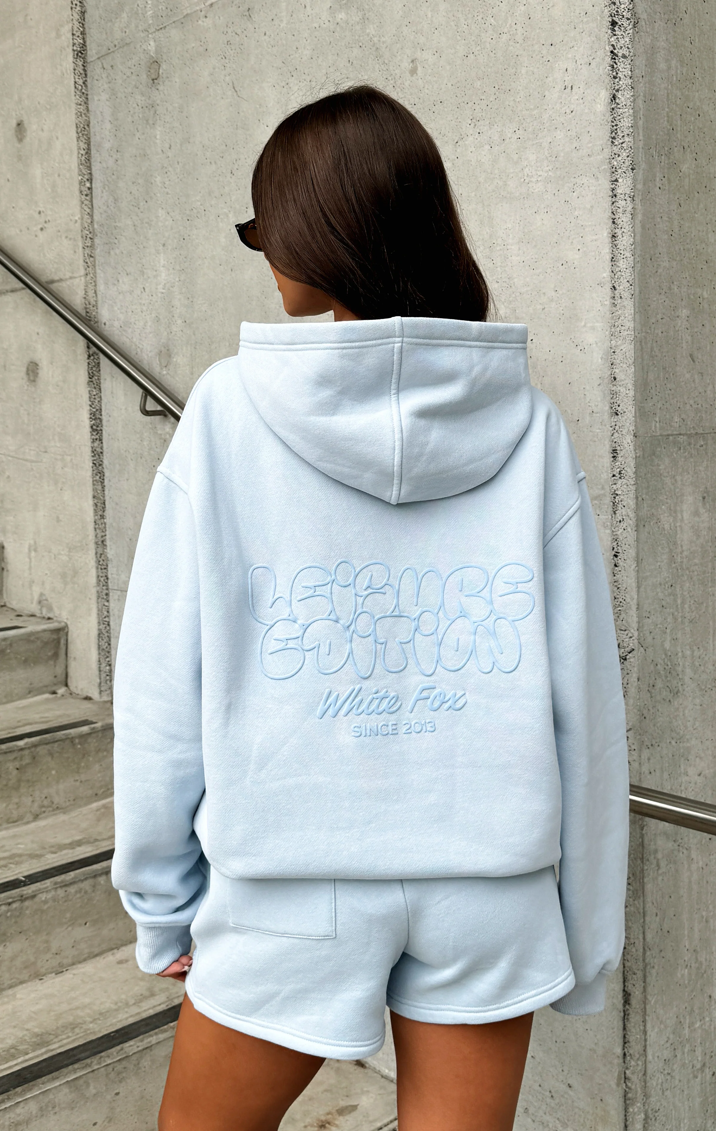 Leisure Edition Oversized Hoodie Baby Blue - White Fox Boutique