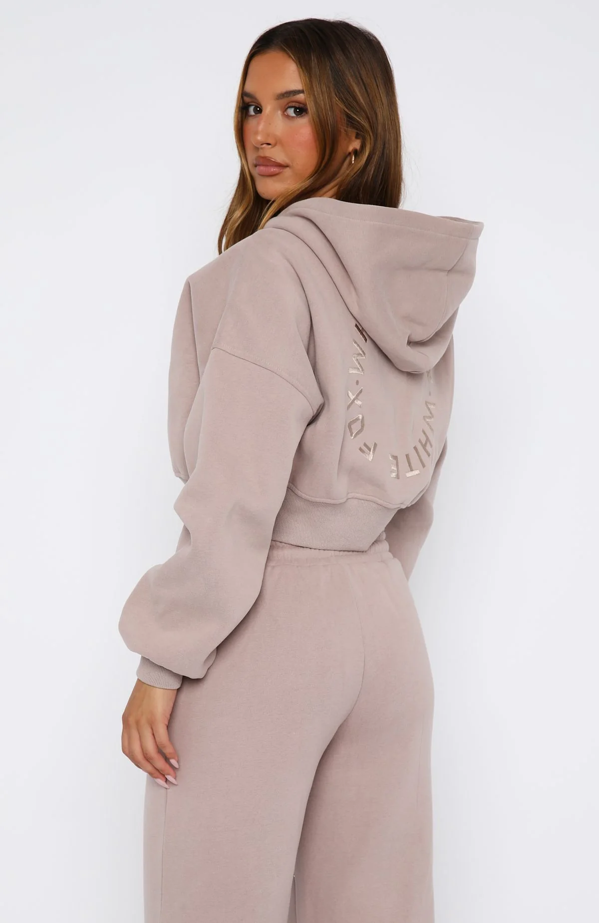 Stay Lifted Cropped Hoodie Cinnamon - White Fox Boutique