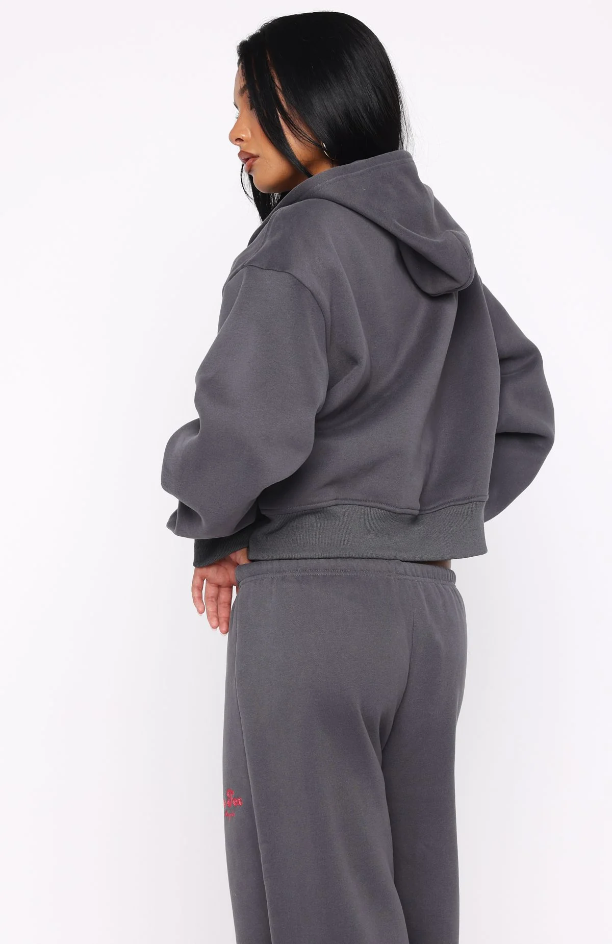 Through Thick And Thin Boxy Zip Front Hoodie Volcanic - White Fox Boutique