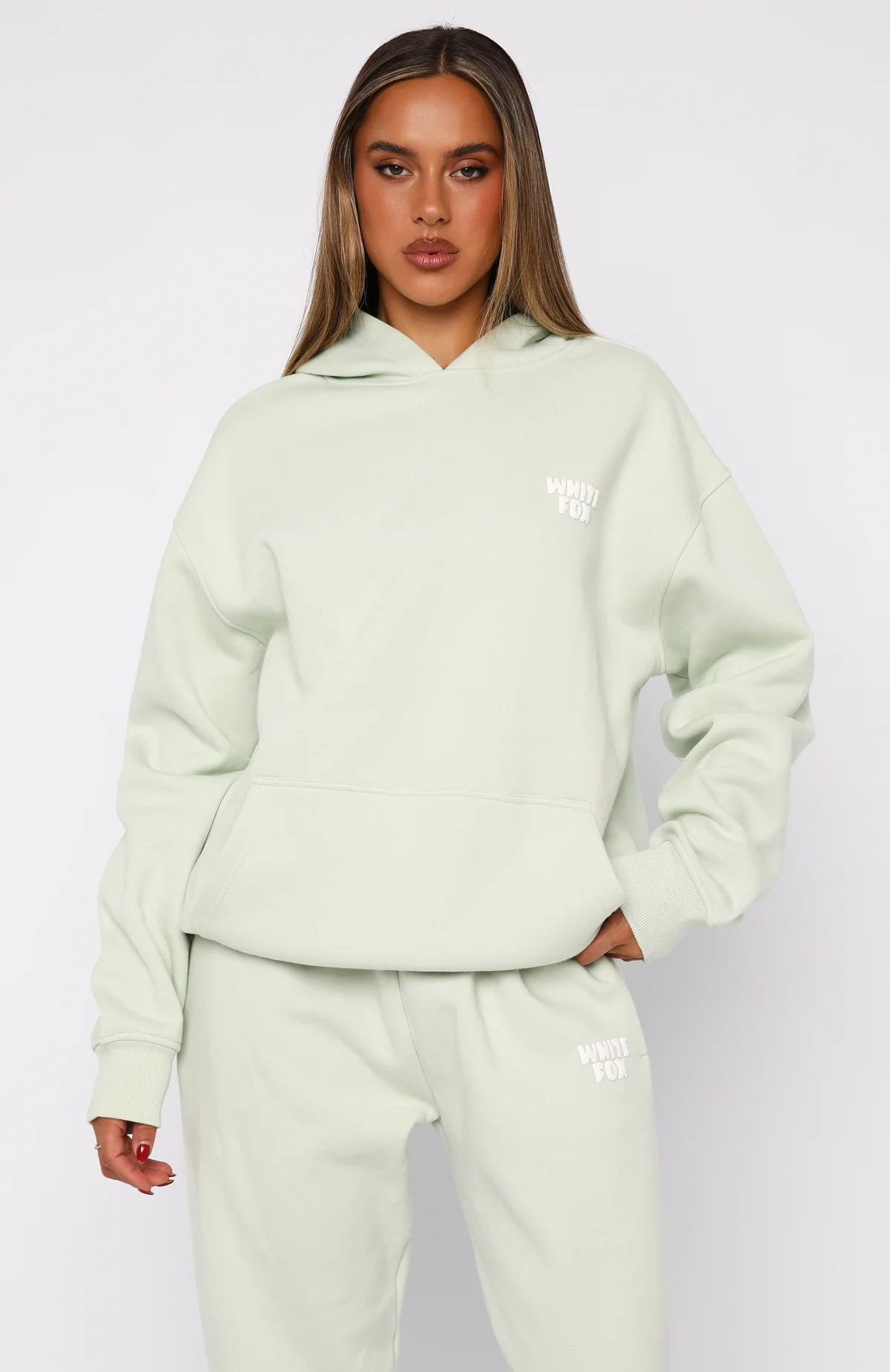 11th Street Keeping It Real Oversized Hoodie Iced Matcha - White Fox Boutique