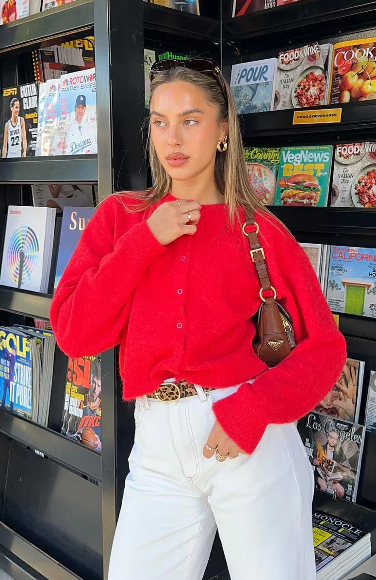 Warm Whispers Knit Cardigan Red - White Fox Boutique