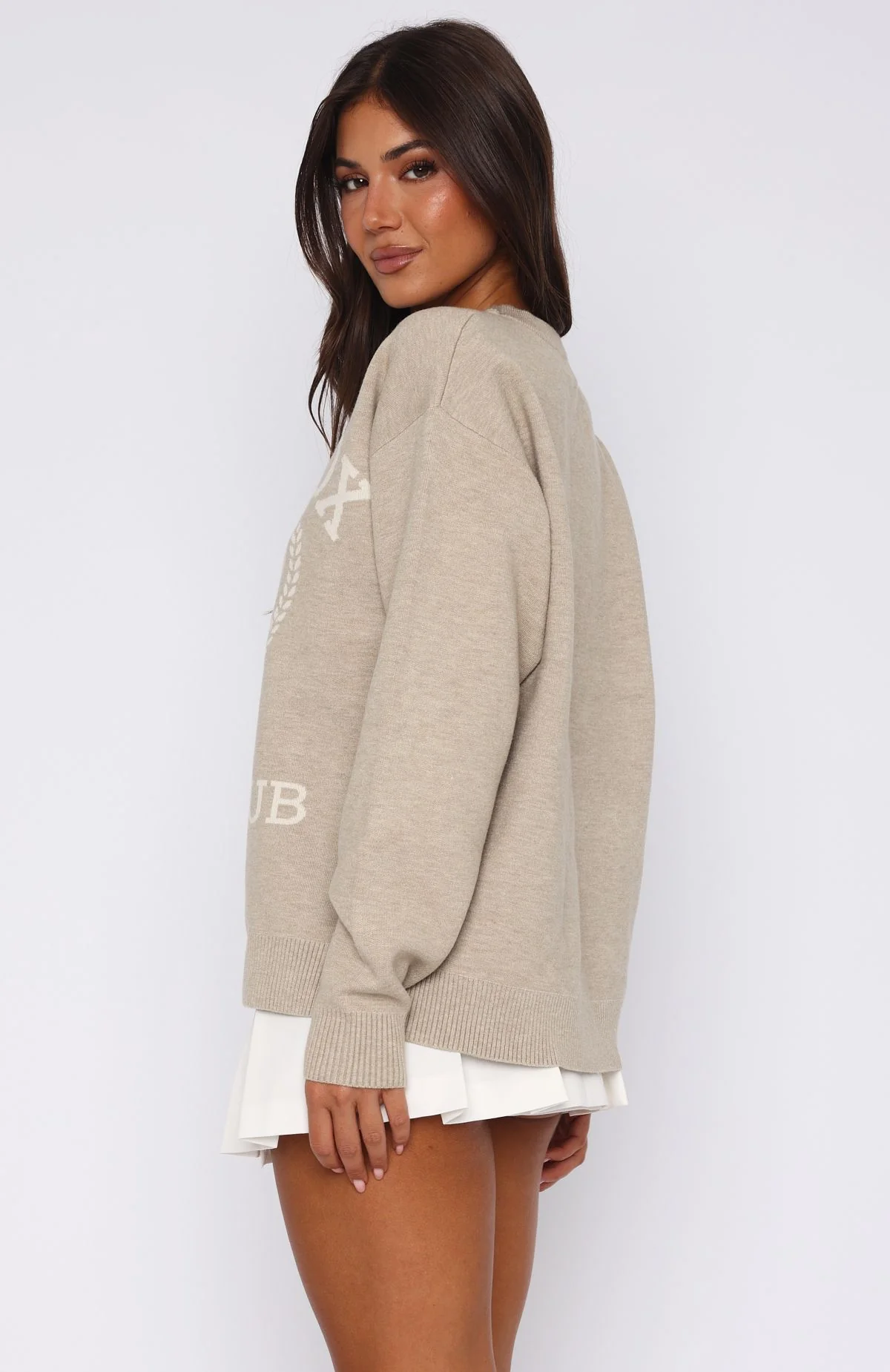 Tennis Club Knit Sweater Stone - White Fox Boutique