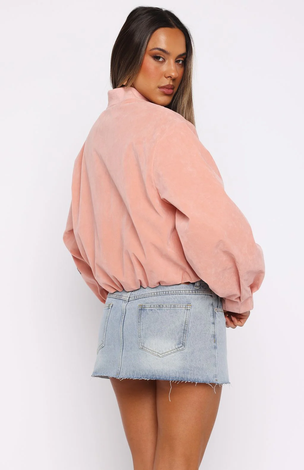 What Did I Miss Faux Suede Jacket Blush - White Fox Boutique