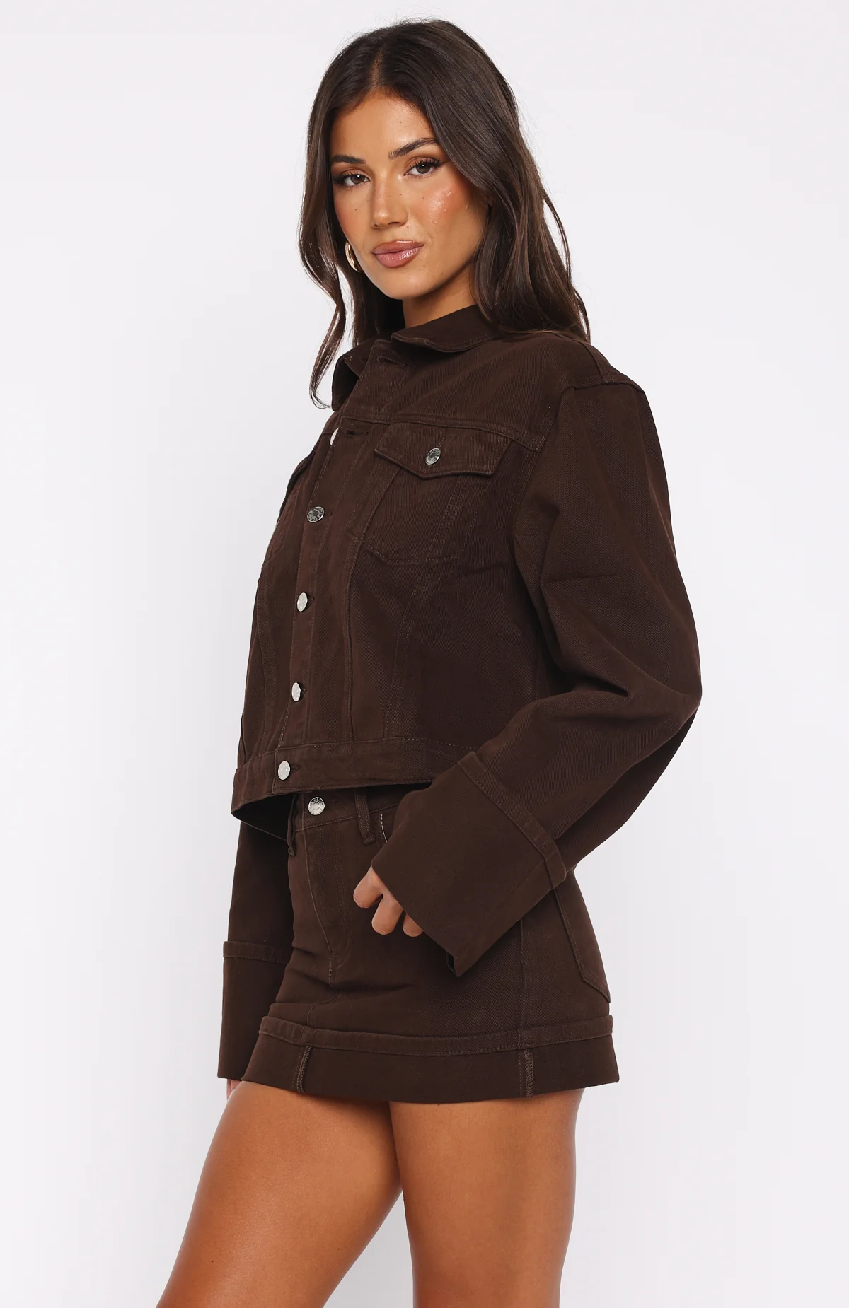 Charlotte Denim Jacket Chocolate Wash - White Fox Boutique