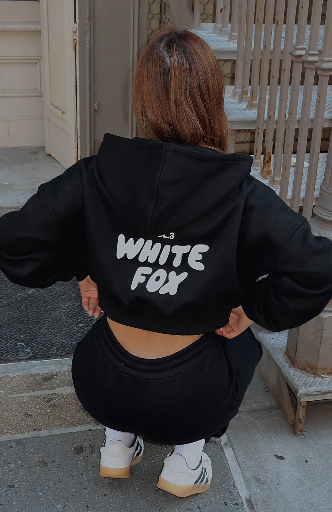 Offstage Cropped Zip Hoodie Monochrome - White Fox Boutique