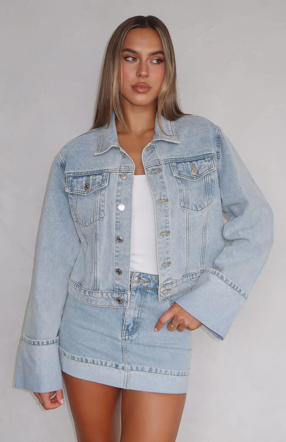 Charlotte Denim Jacket Light Blue - White Fox Boutique
