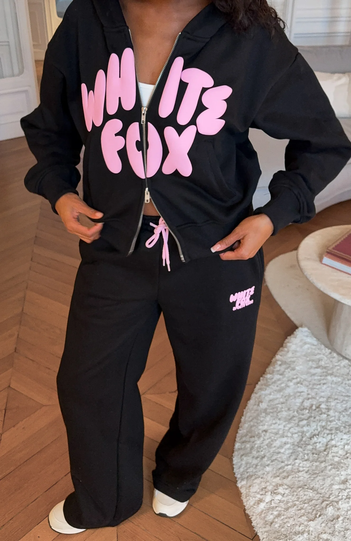 Club 14 Allie Wide Leg Sweatpants Black - White Fox Boutique