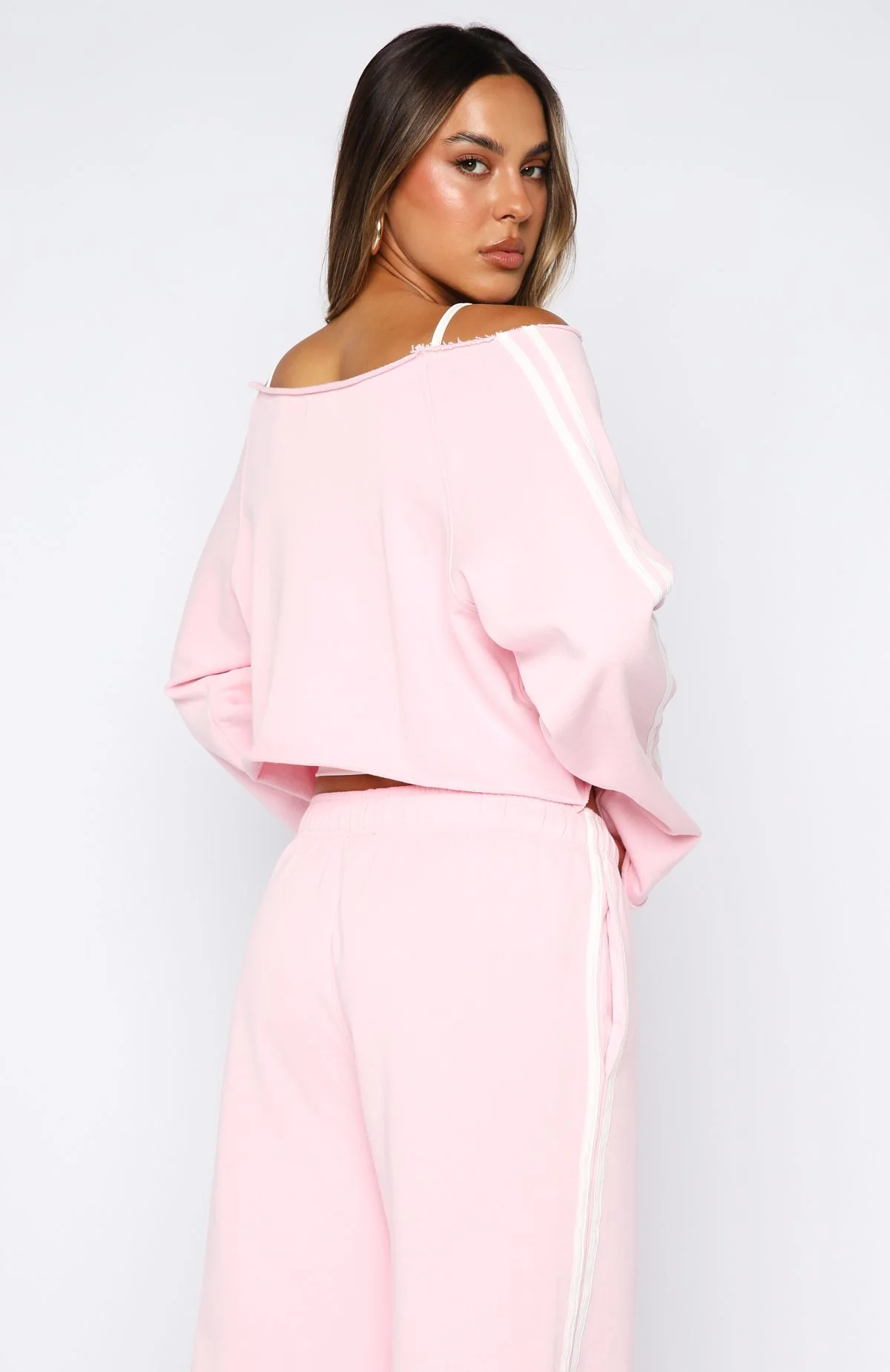 Star Student Cropped Off Shoulder Sweater Pink - White Fox Boutique