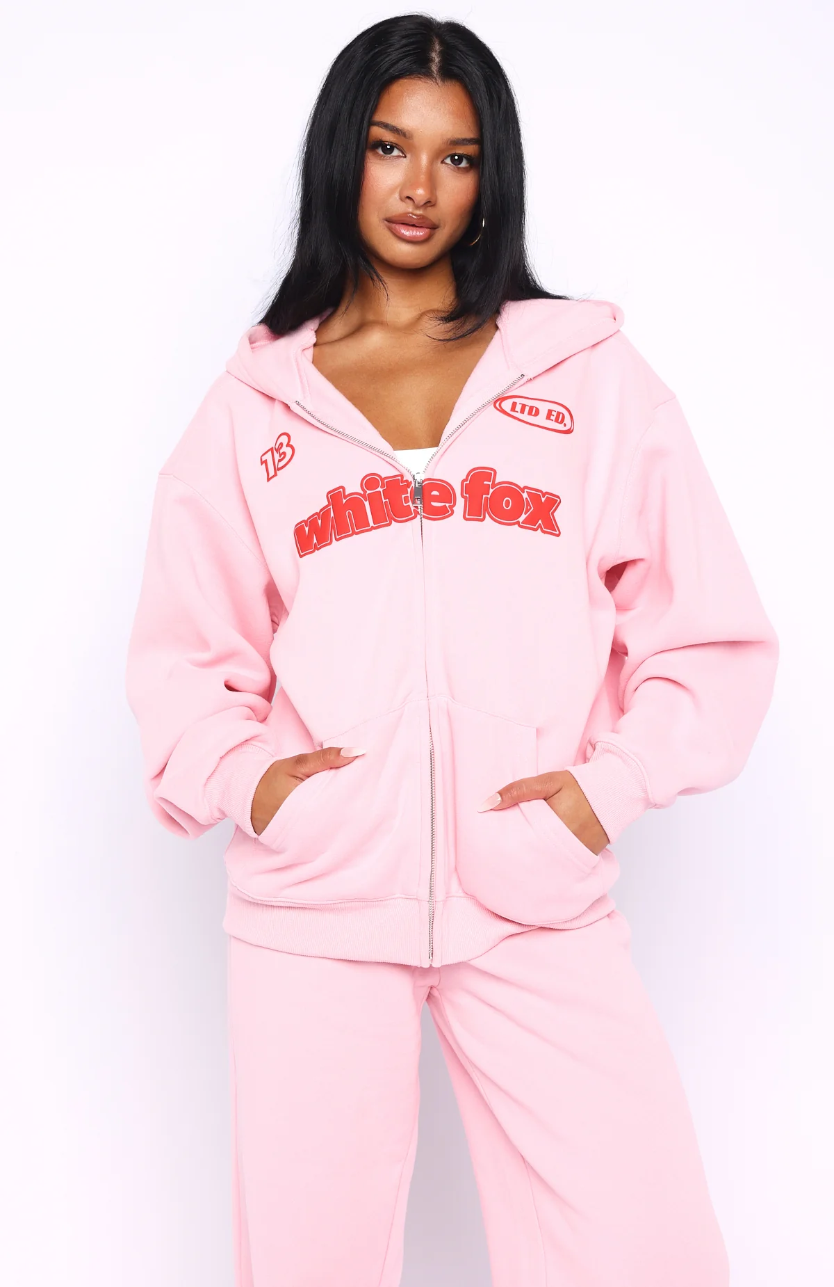 Ready To Go Zip Front Hoodie Pink - White Fox Boutique
