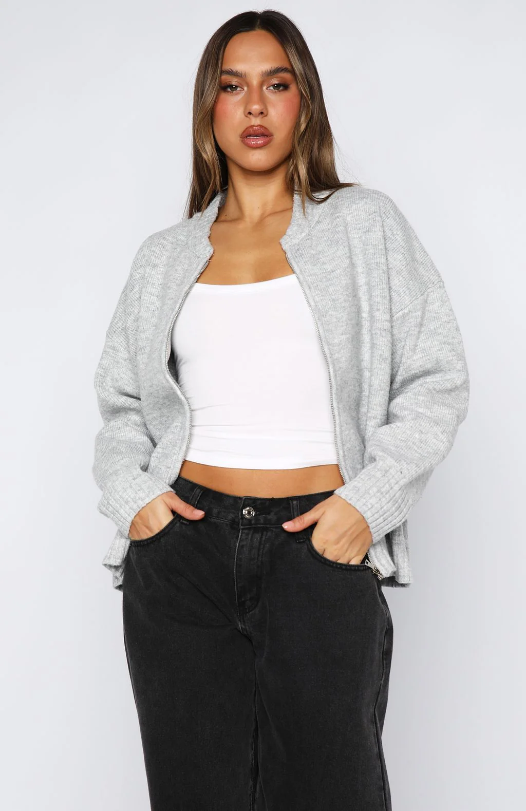 Unbreakable Bond Knit Jacket Grey Marle - White Fox Boutique