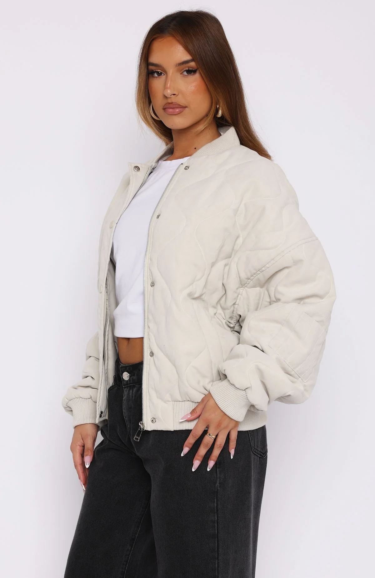 Soft Love Bomber Jacket Beige - White Fox Boutique