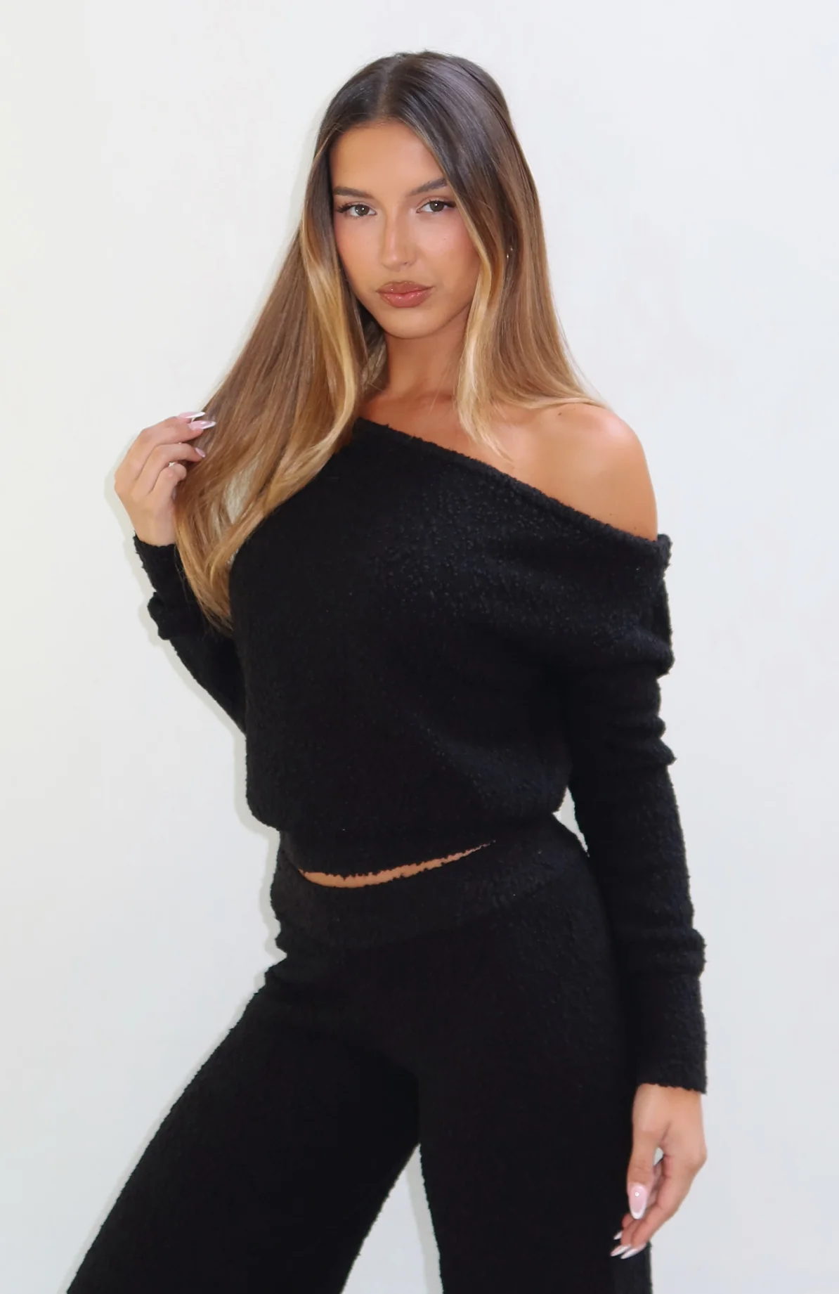 Please Be Mine Knit Sweater Black - White Fox Boutique