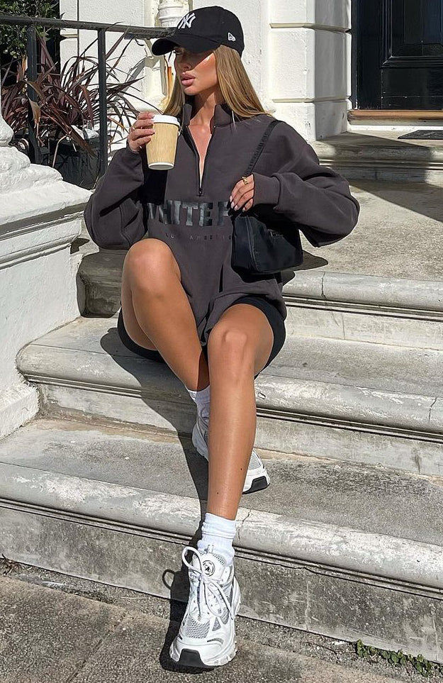 High Standard Zip Front Sweater Shadow - White Fox Boutique