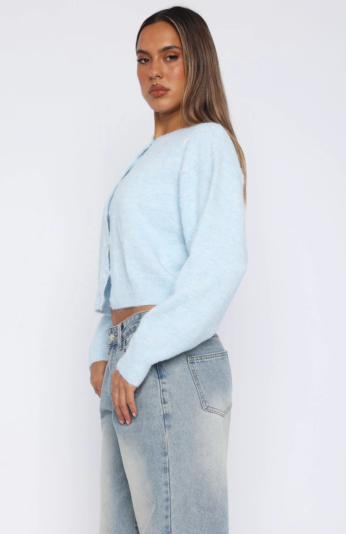 Warm Whispers Knit Cardigan Baby Blue - White Fox Boutique