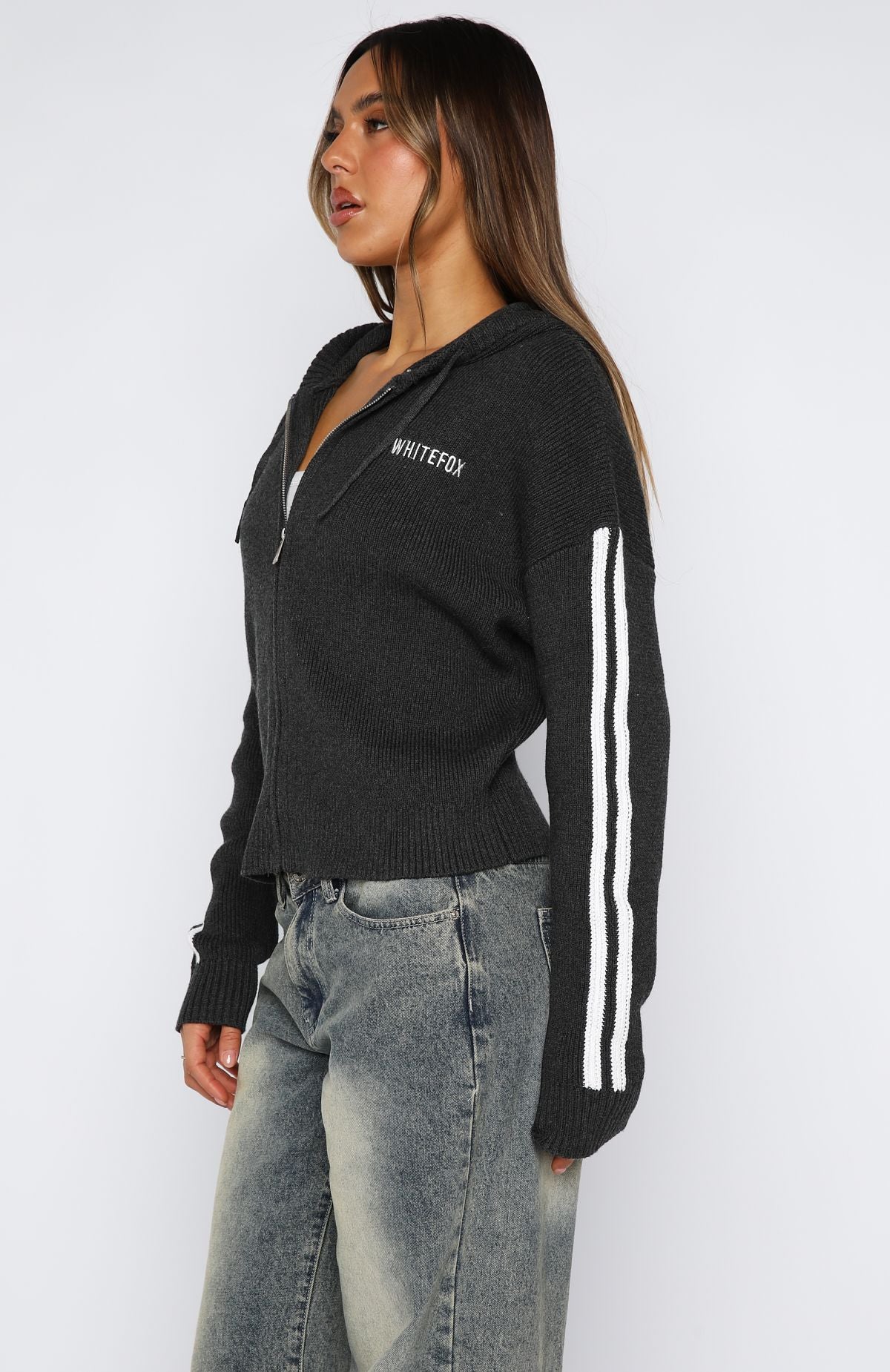 Next One Up Knit Hoodie Charcoal - White Fox Boutique
