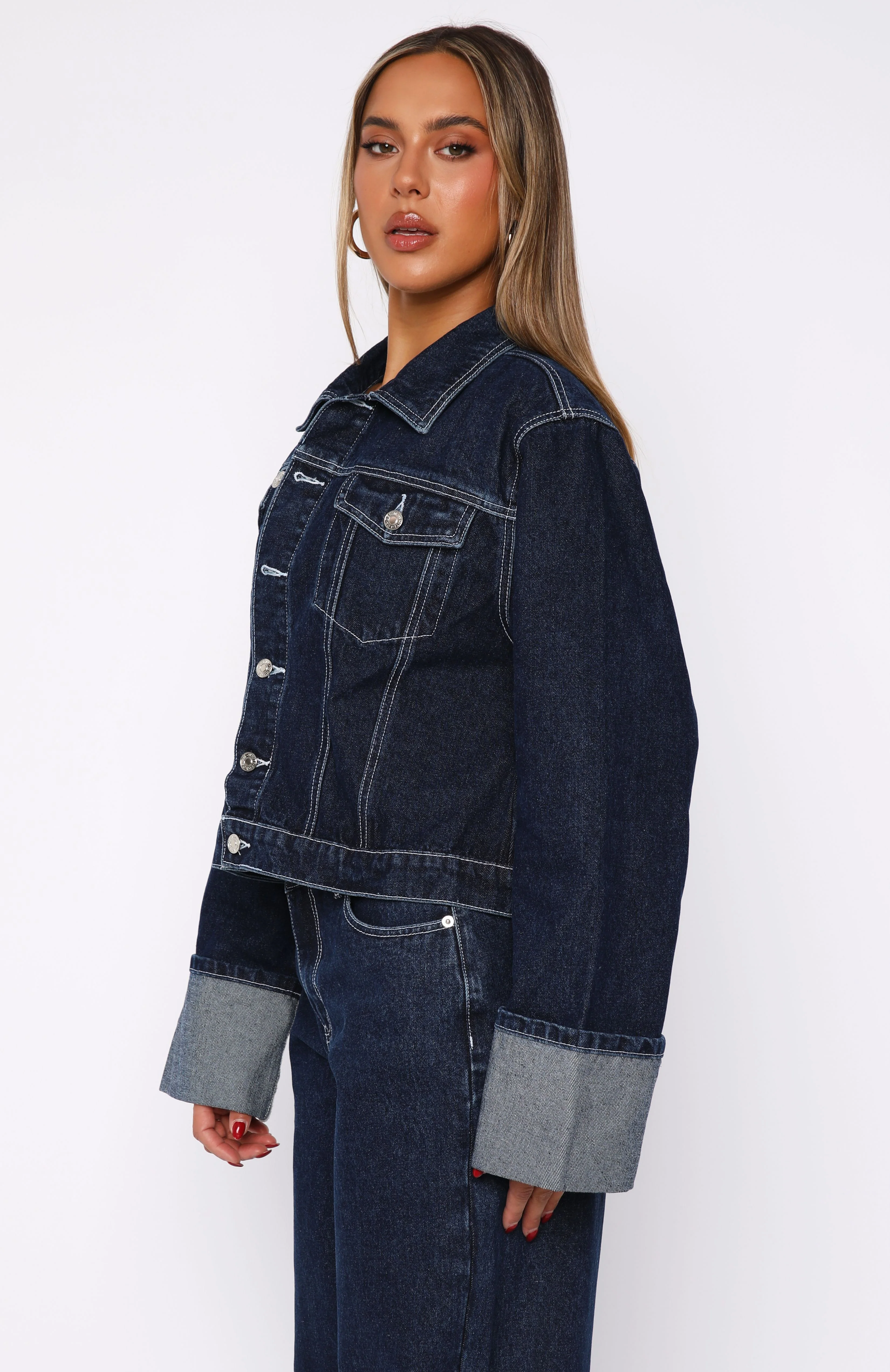 Charlotte Denim Jacket Dark Indigo - White Fox Boutique