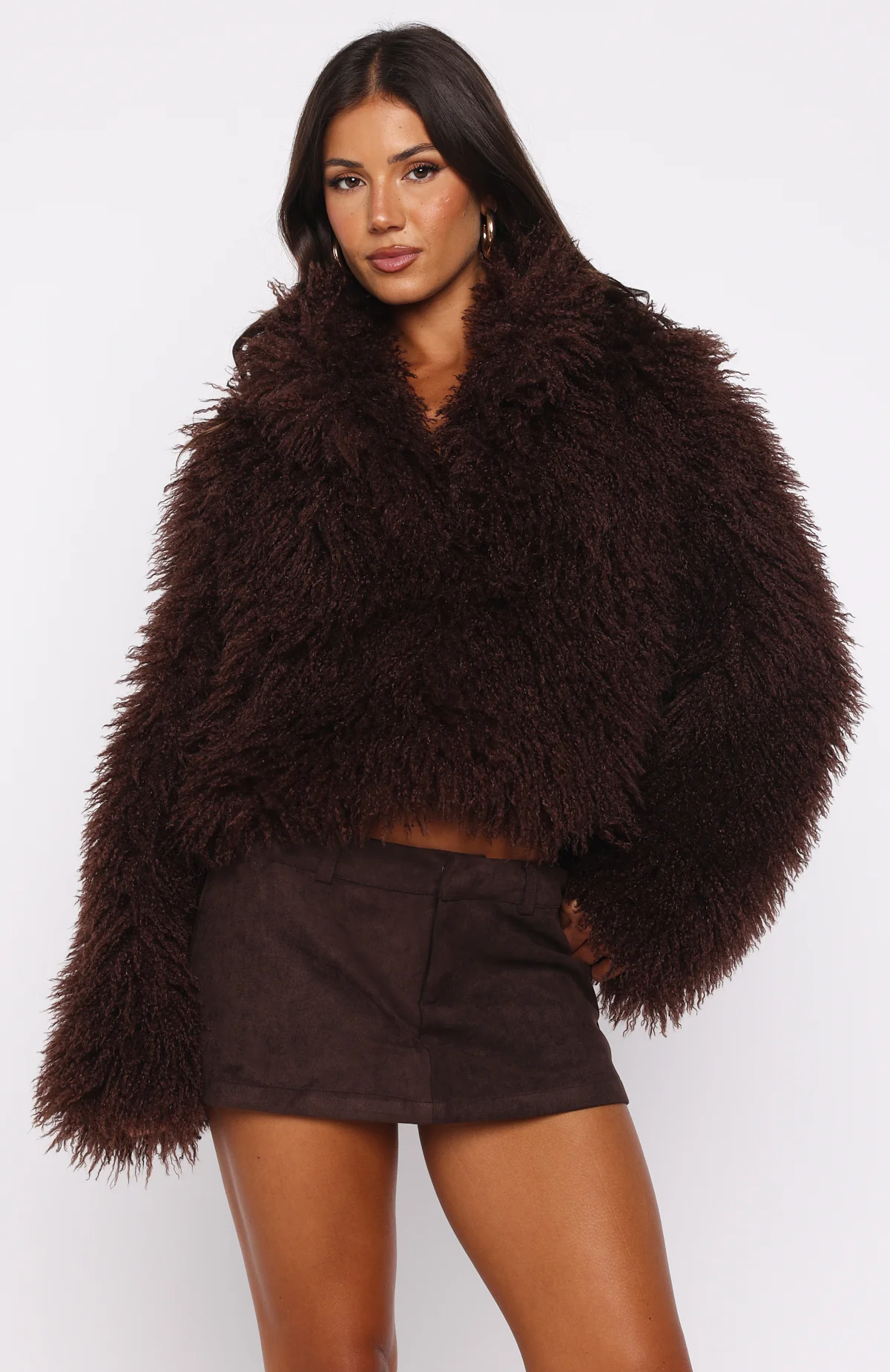 Weekend Away Fur Jacket Chocolate - White Fox Boutique
