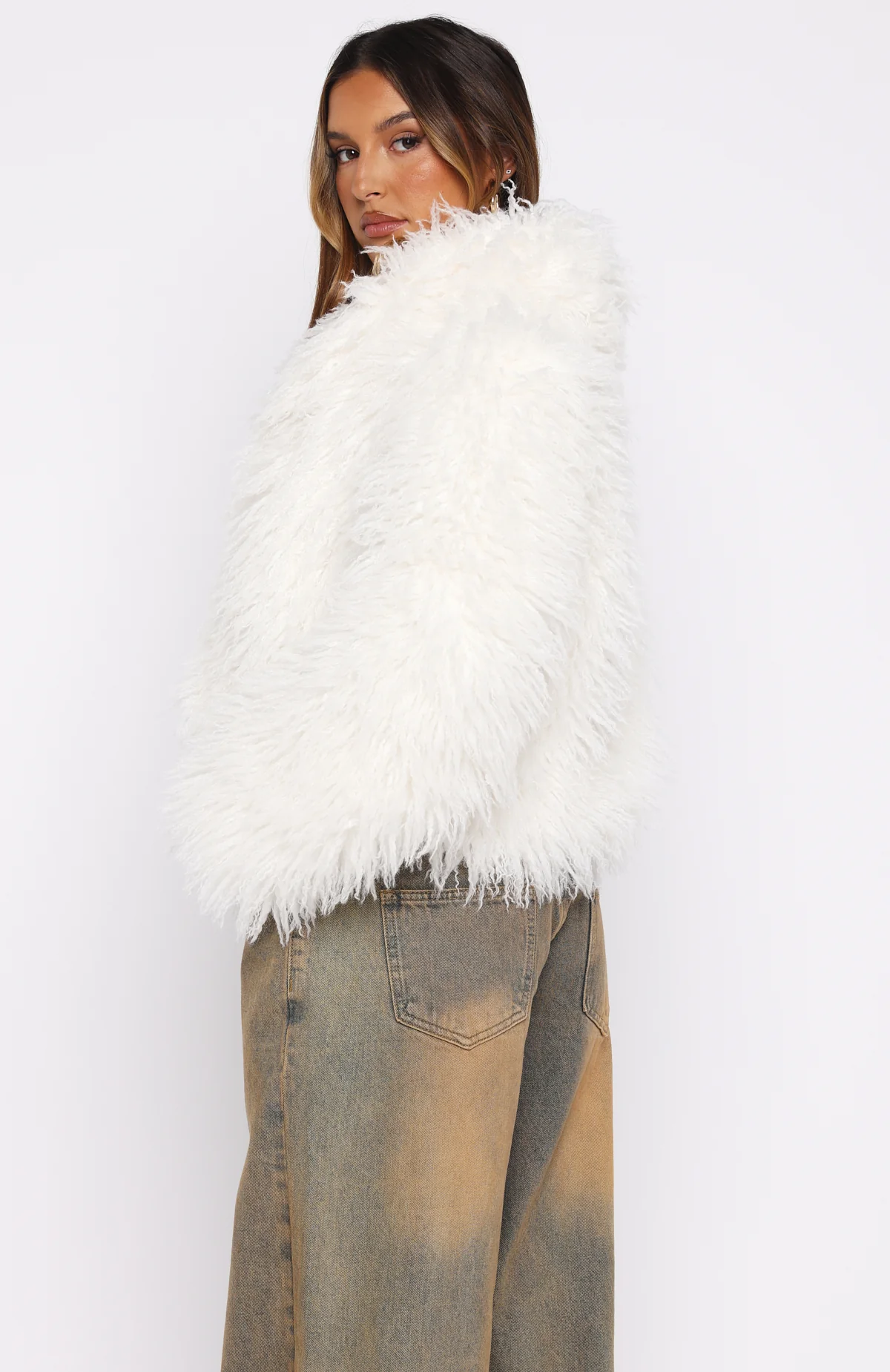 Weekend Away Fur Jacket Cream - White Fox Boutique