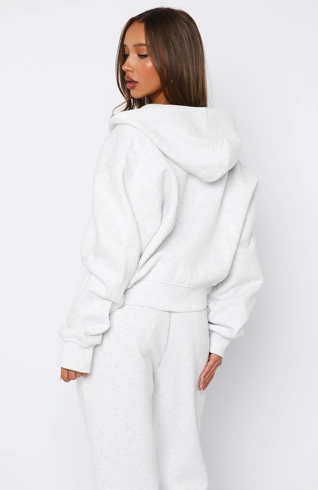 Can't Miss It Boxy Zip Front Hoodie Grey Marle/Rose Gold - White Fox Boutique