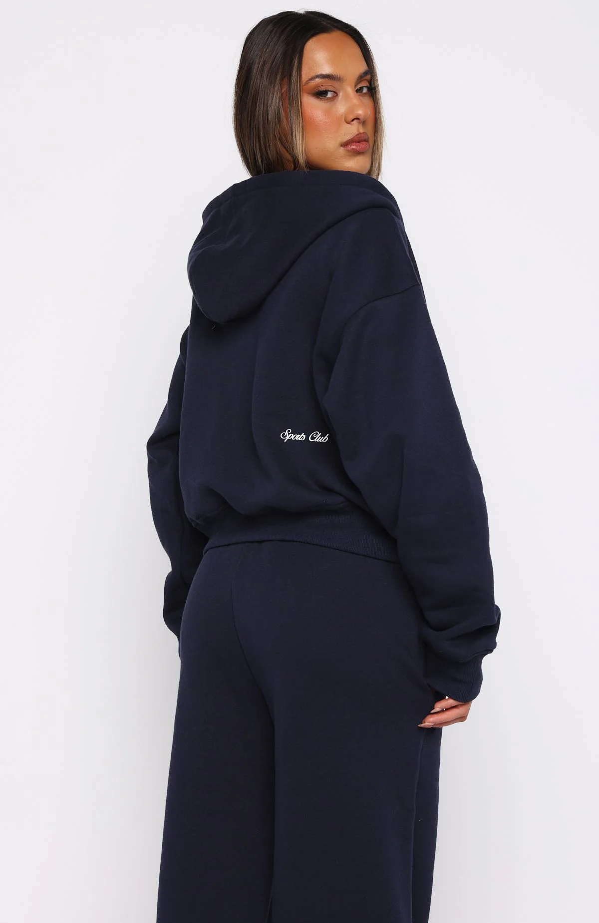Club 14 Allie Boxy Zip Front Hoodie Navy - White Fox Boutique