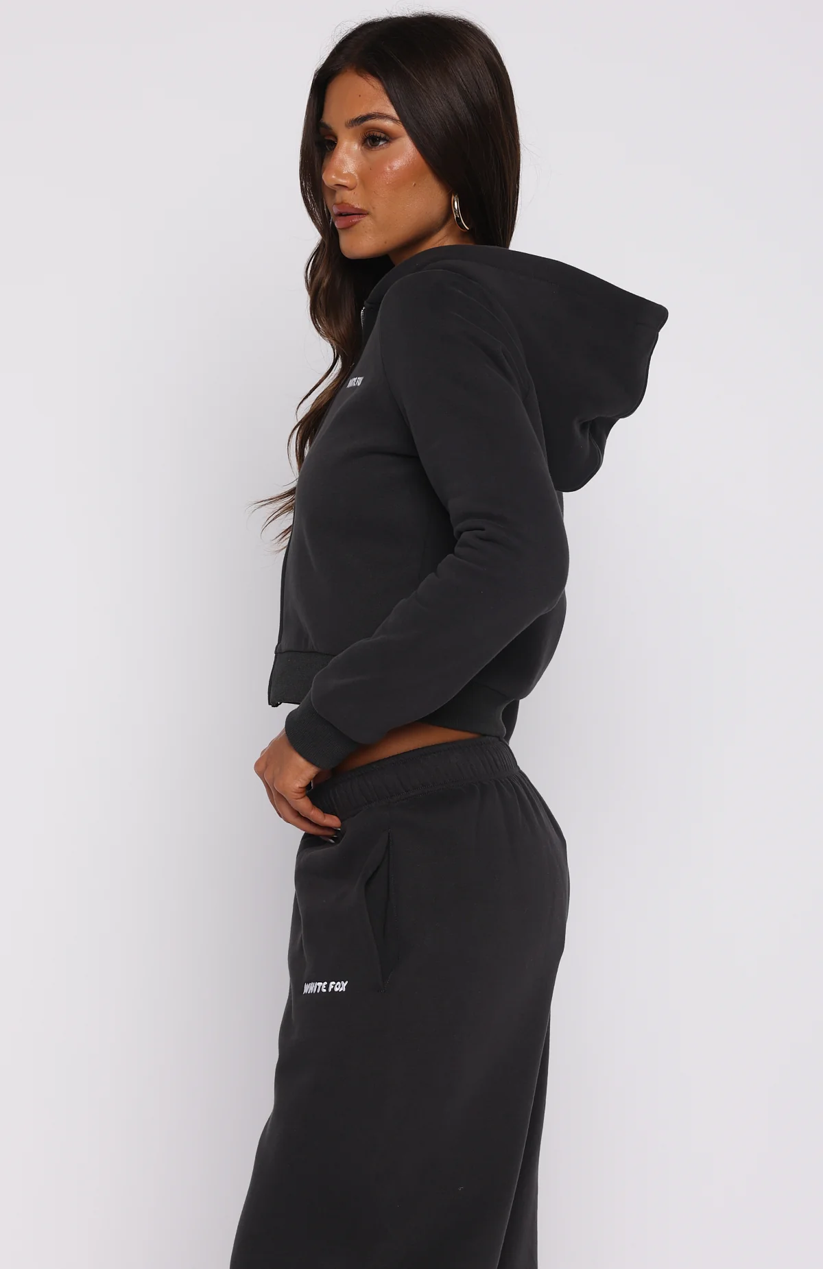 Comfy And Cute Slim Zip Front Hoodie Charcoal - White Fox Boutique
