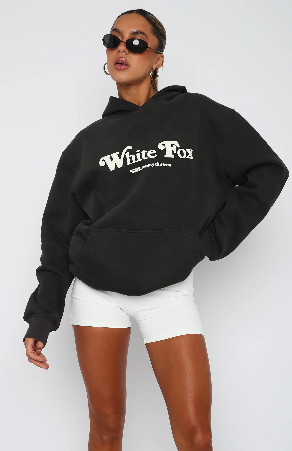 Twin Flame Oversized Hoodie Charcoal - White Fox Boutique