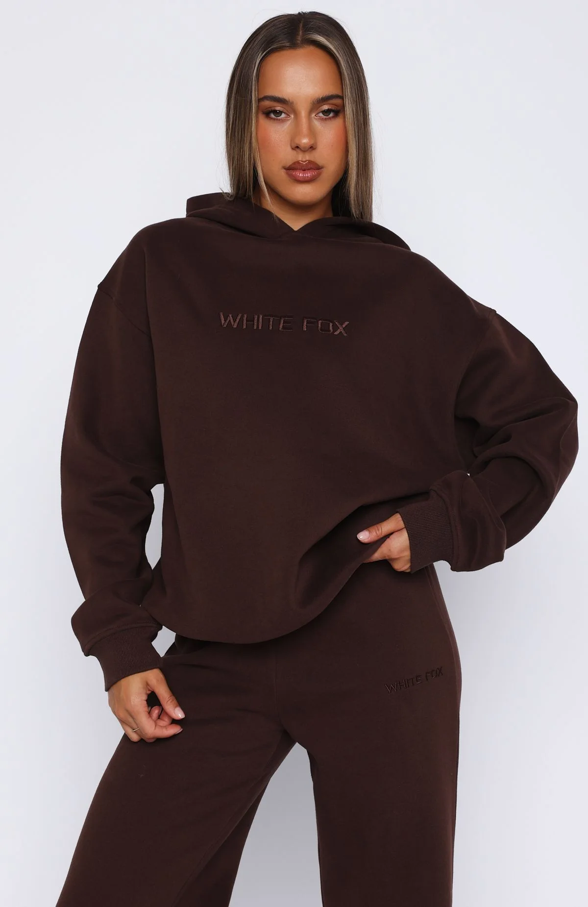 Stay Lifted Oversized Hoodie Bitter Chocolate - White Fox Boutique