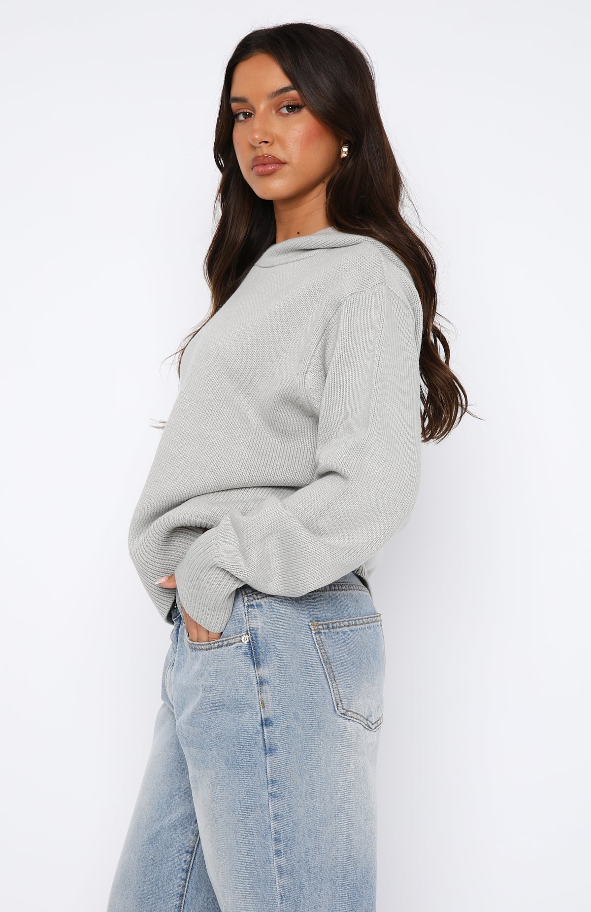 It's Cool Knit Hoodie Light Grey - White Fox Boutique