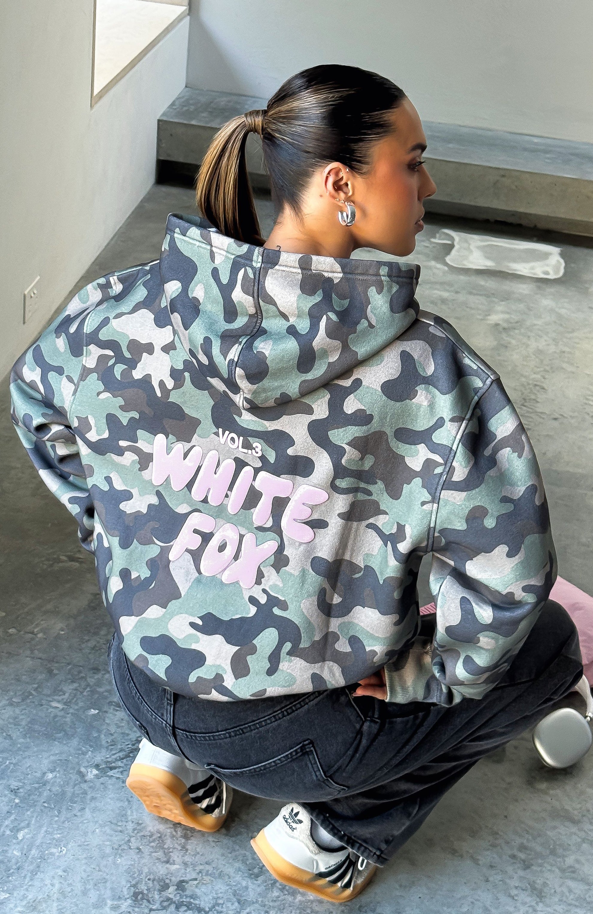Offstage Printed Oversized Hoodie Washed Camo - White Fox Boutique