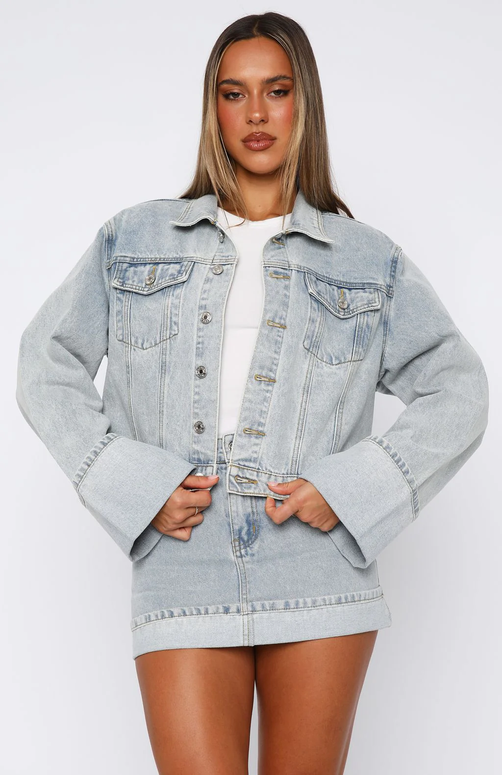 Charlotte Denim Jacket Light Blue - White Fox Boutique