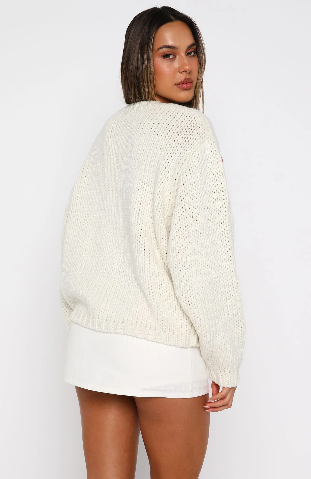 Candy Cane Crush Knit Sweater Cream - White Fox Boutique