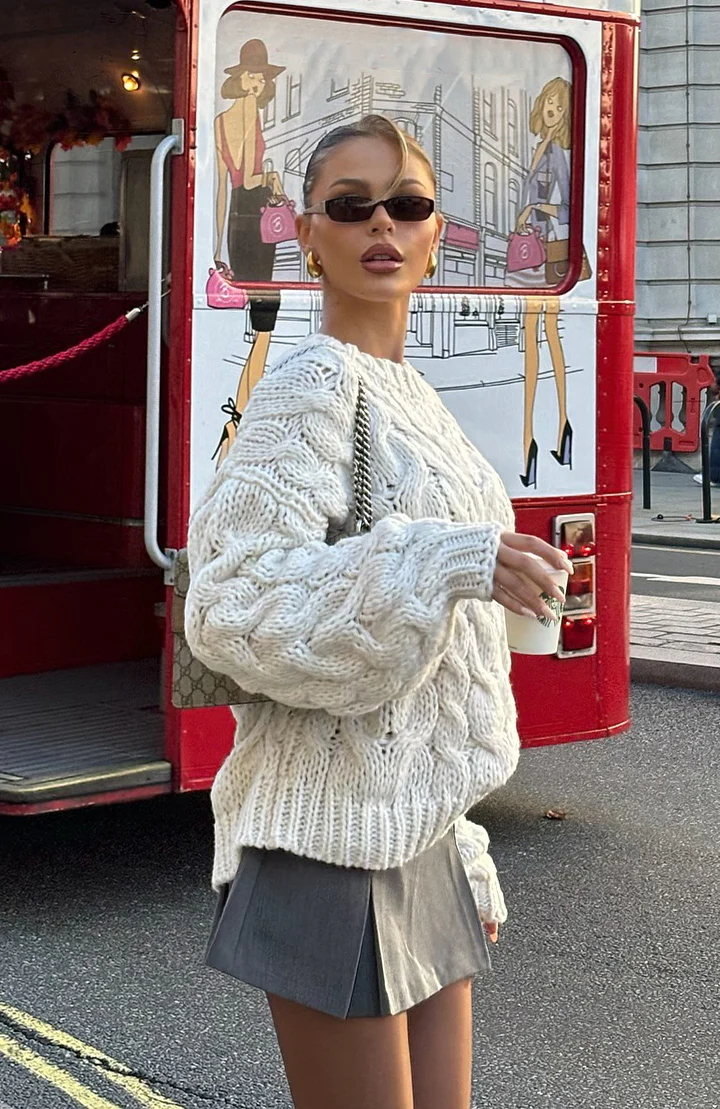 Real Feelings Oversized Knit Sweater Off White - White Fox Boutique