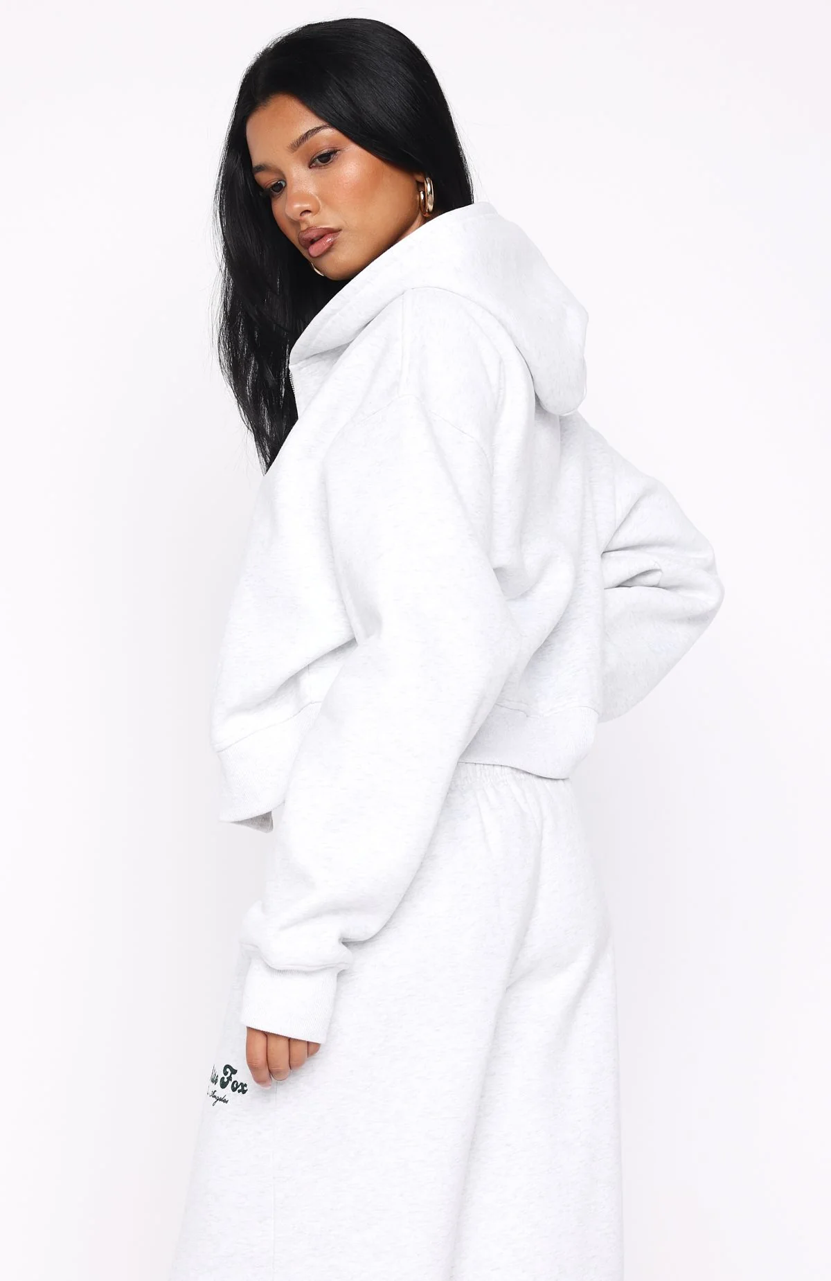 Through Thick And Thin Boxy Zip Front Hoodie Grey Marle - White Fox Boutique
