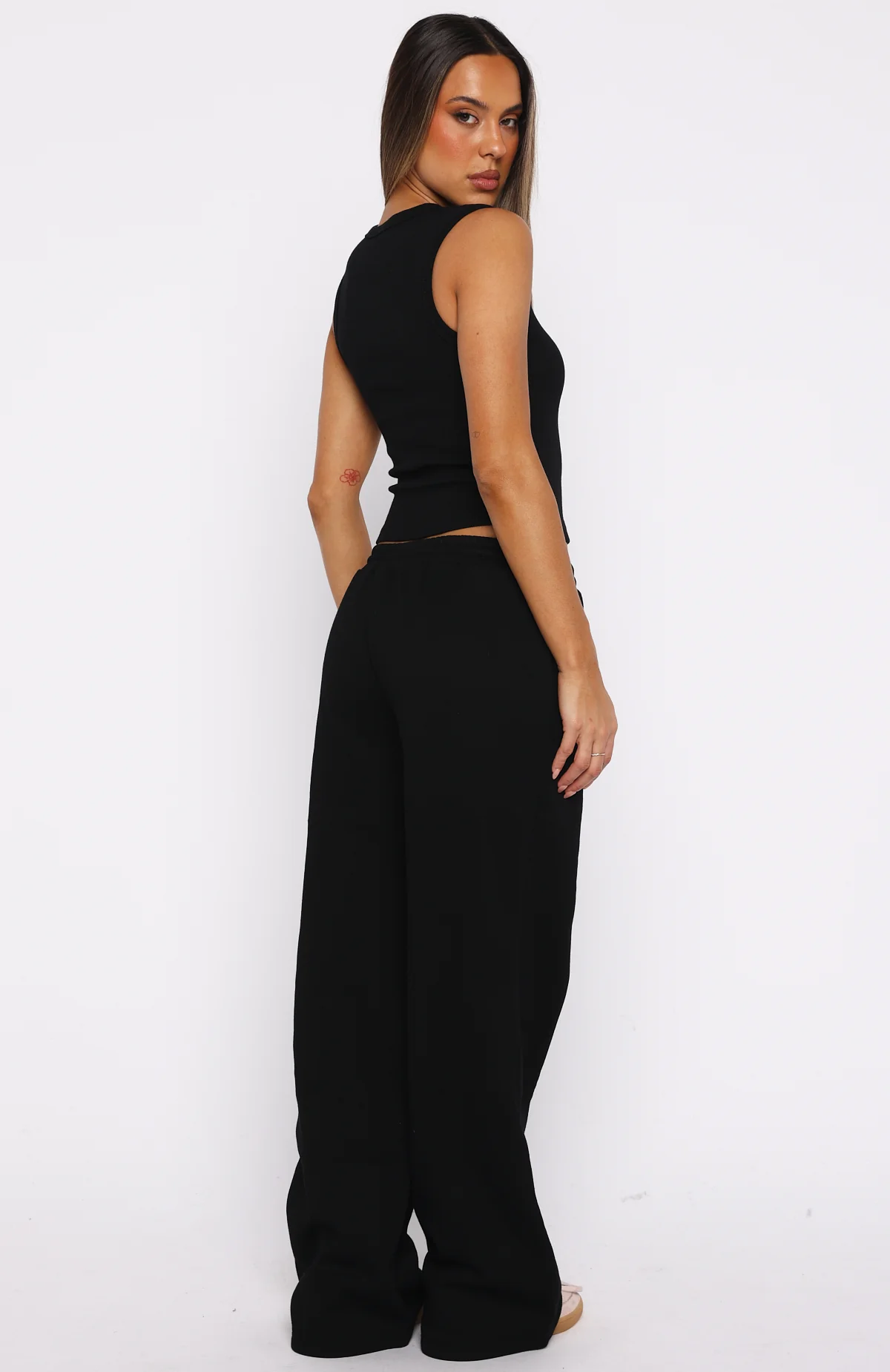 Club 14 Allie Wide Leg Sweatpants Black - White Fox Boutique