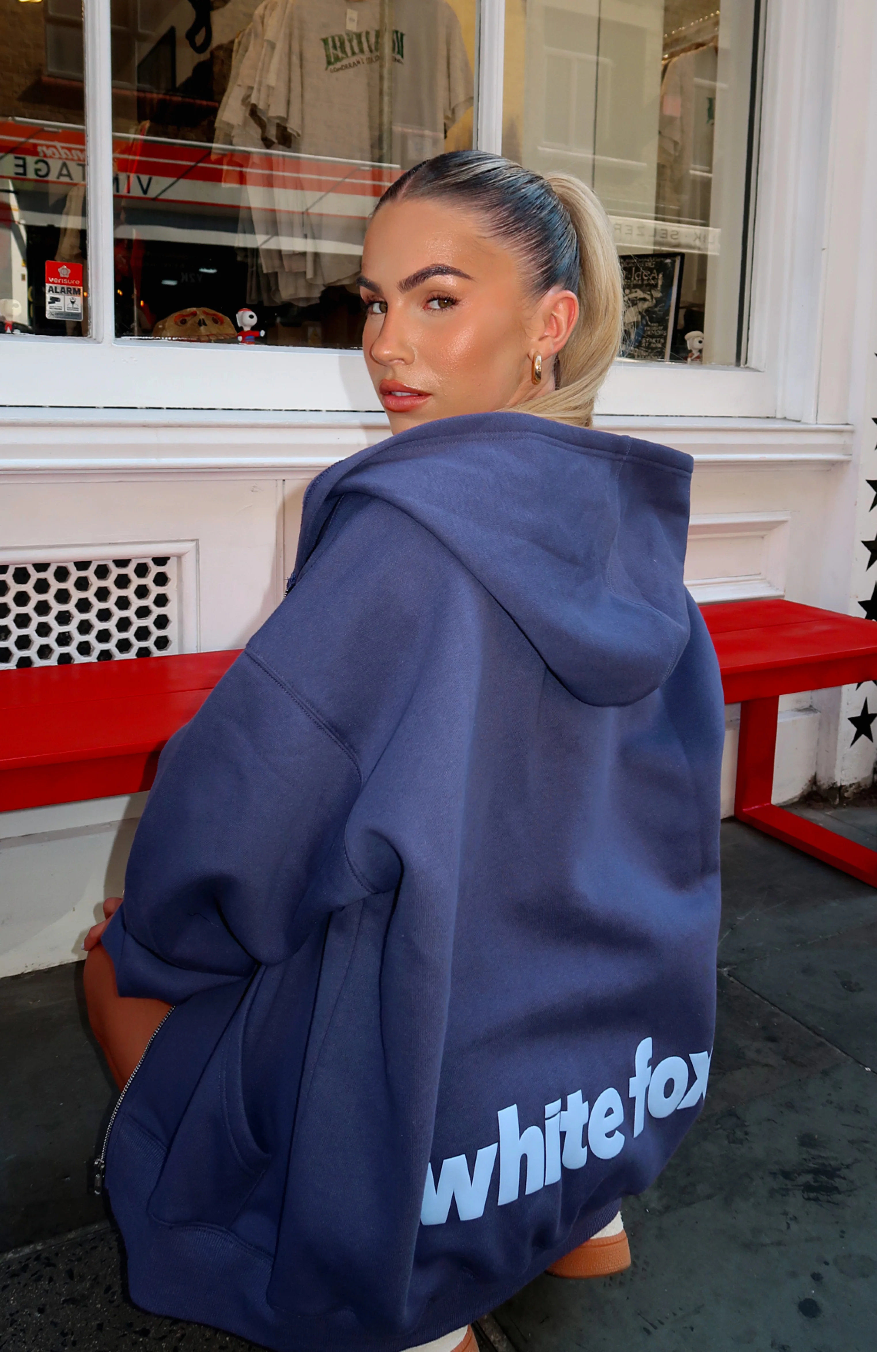 From The Archives Charli Zip Front Hoodie Navy - White Fox Boutique