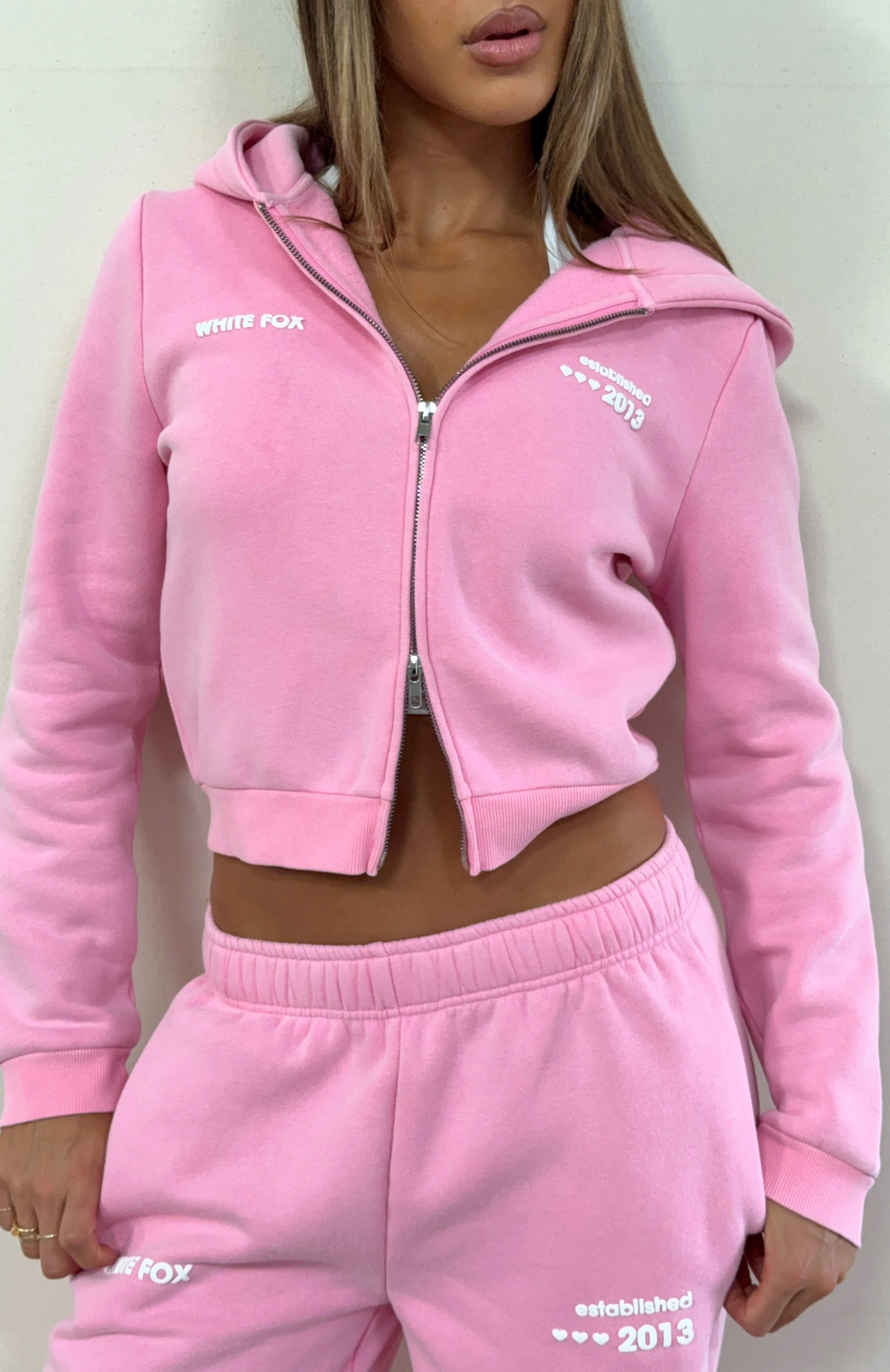 Down For Whatever Slim Zip Front Hoodie Pink Wash - White Fox Boutique