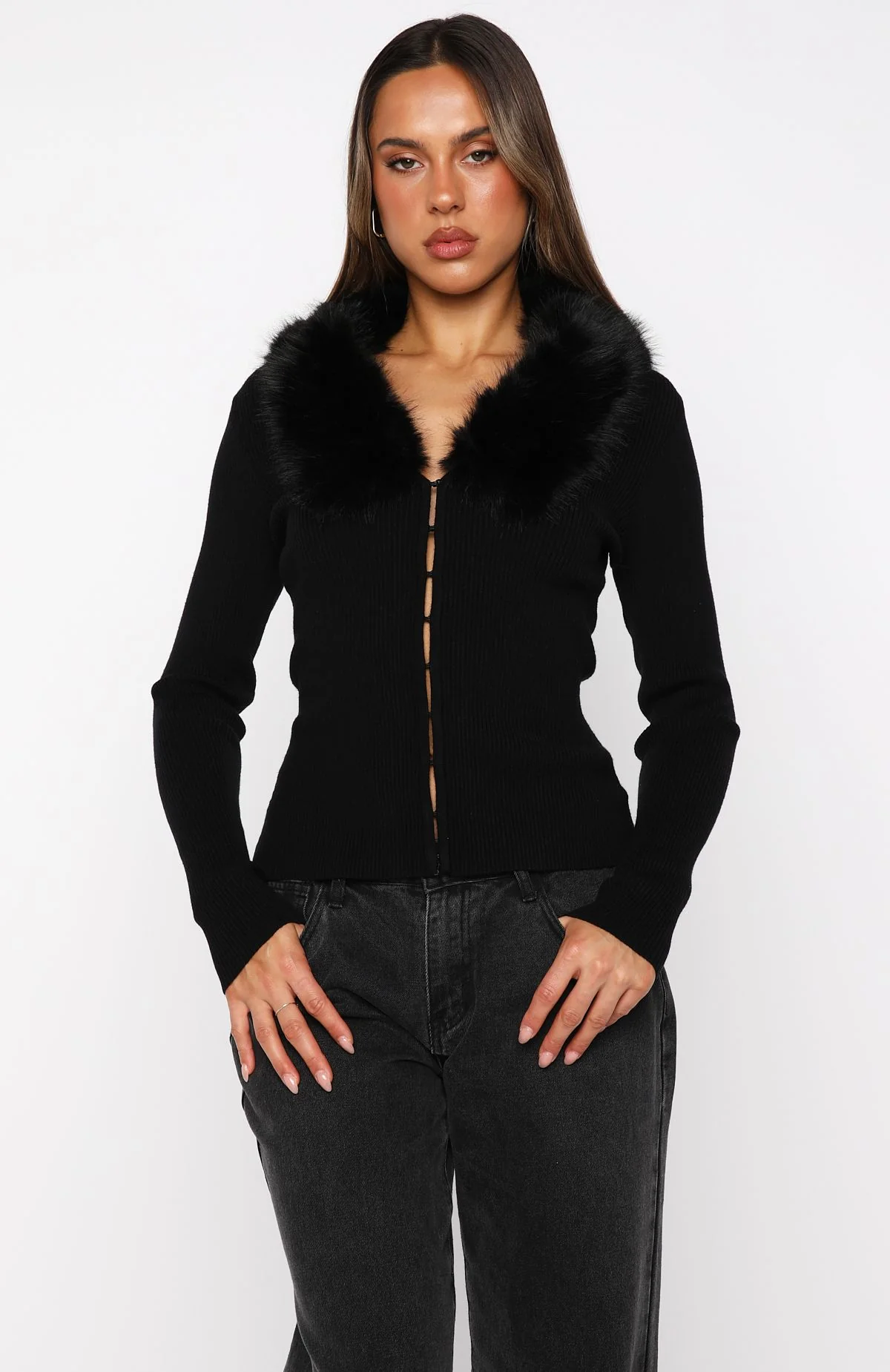 All Bundled Up Knit Cardigan Black - White Fox Boutique