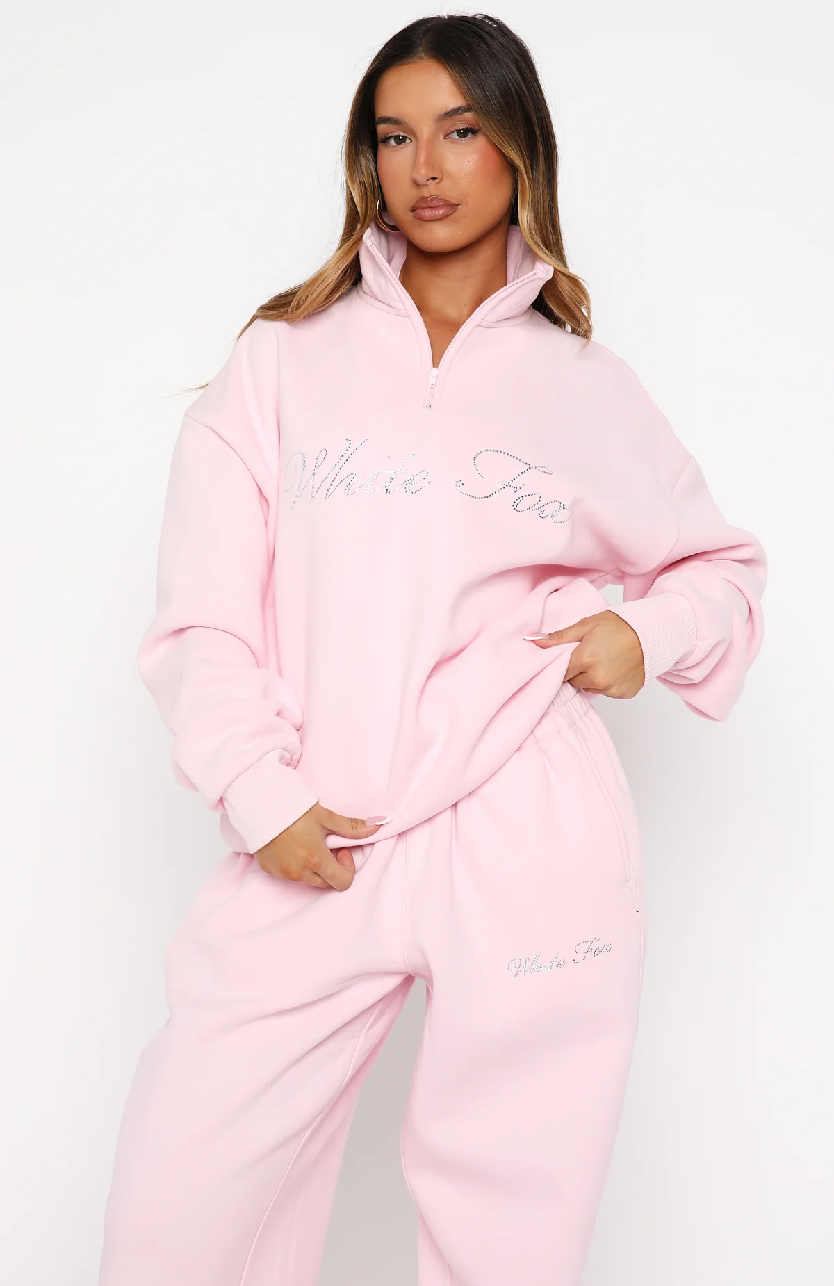 Make It Or Break It Quarter Zip Sweater Pink - White Fox Boutique