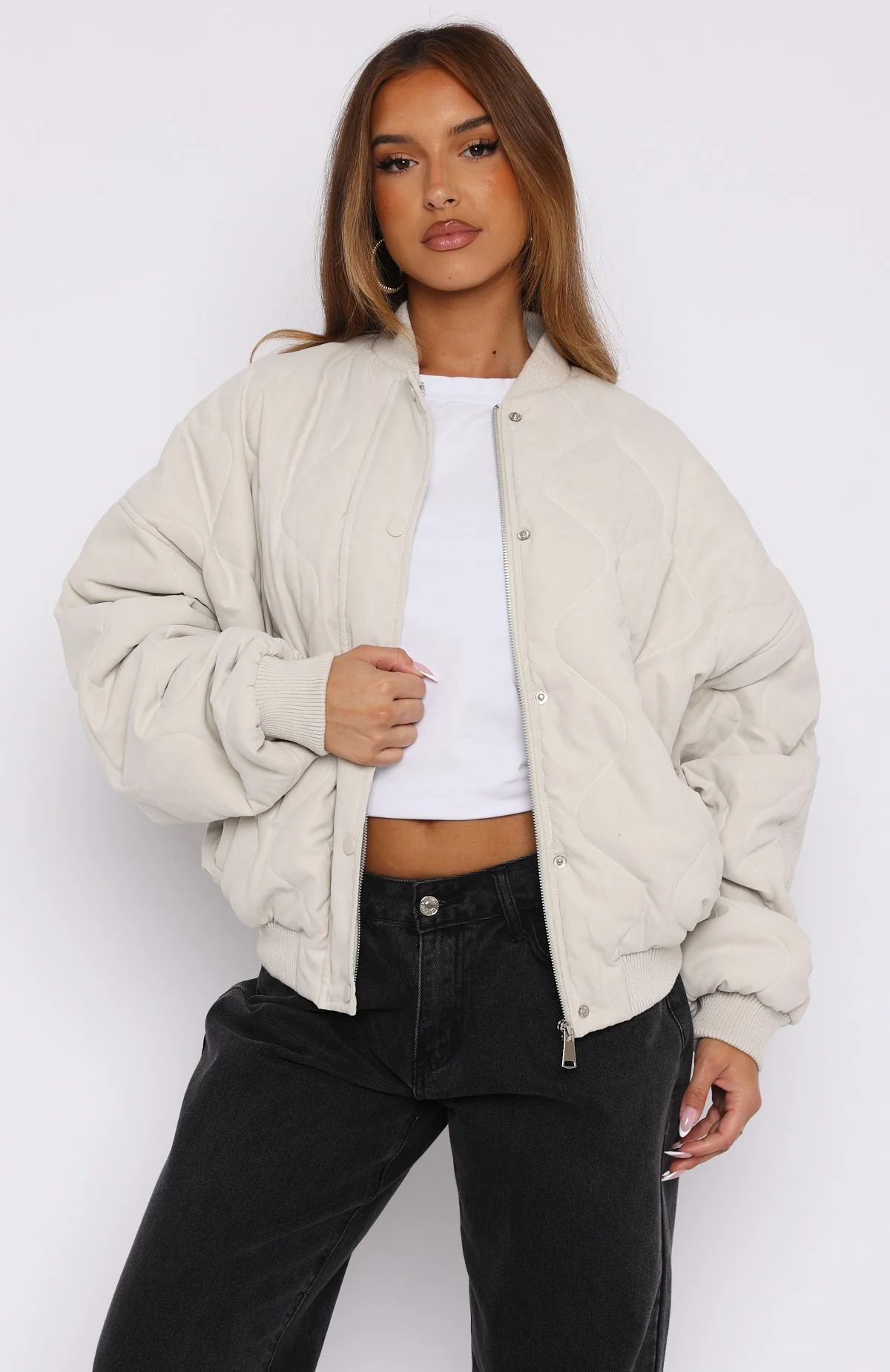 Soft Love Bomber Jacket Beige - White Fox Boutique