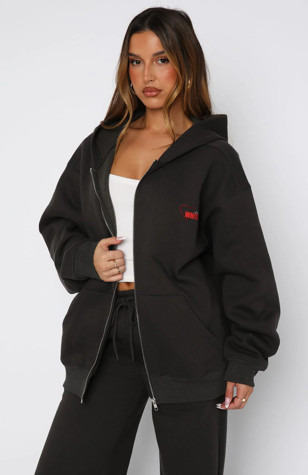 Best You've Ever Had Zip Front Hoodie Charcoal - White Fox Boutique