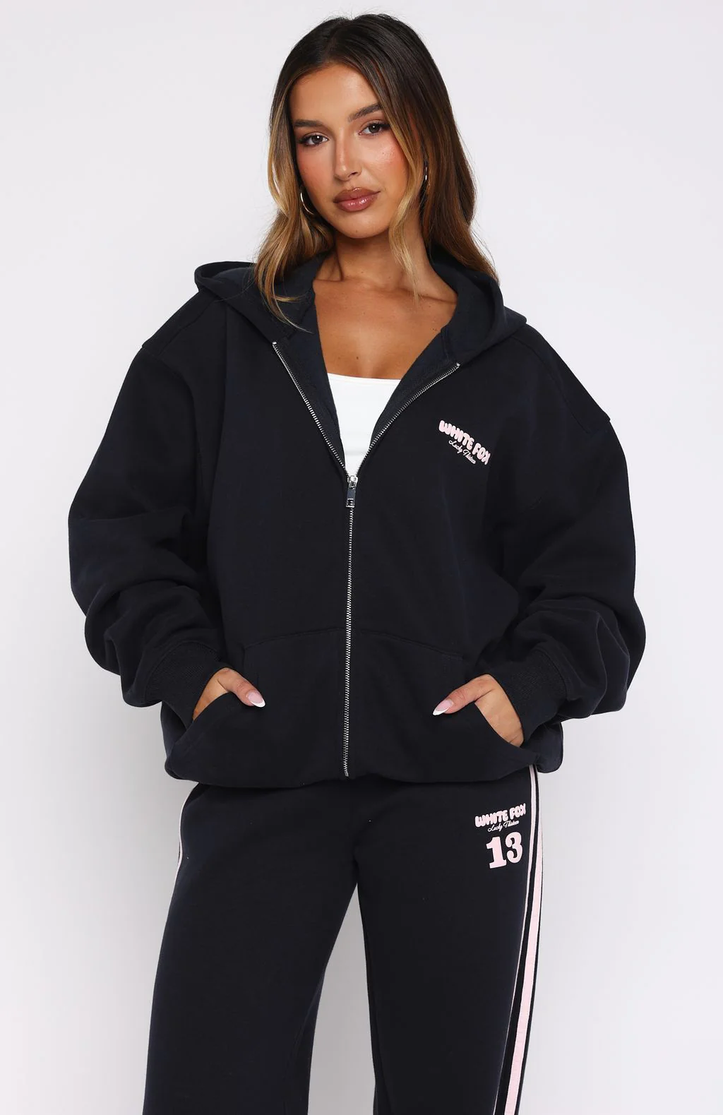 Lucky Thirteen Charise Zip Front Hoodie Navy - White Fox Boutique
