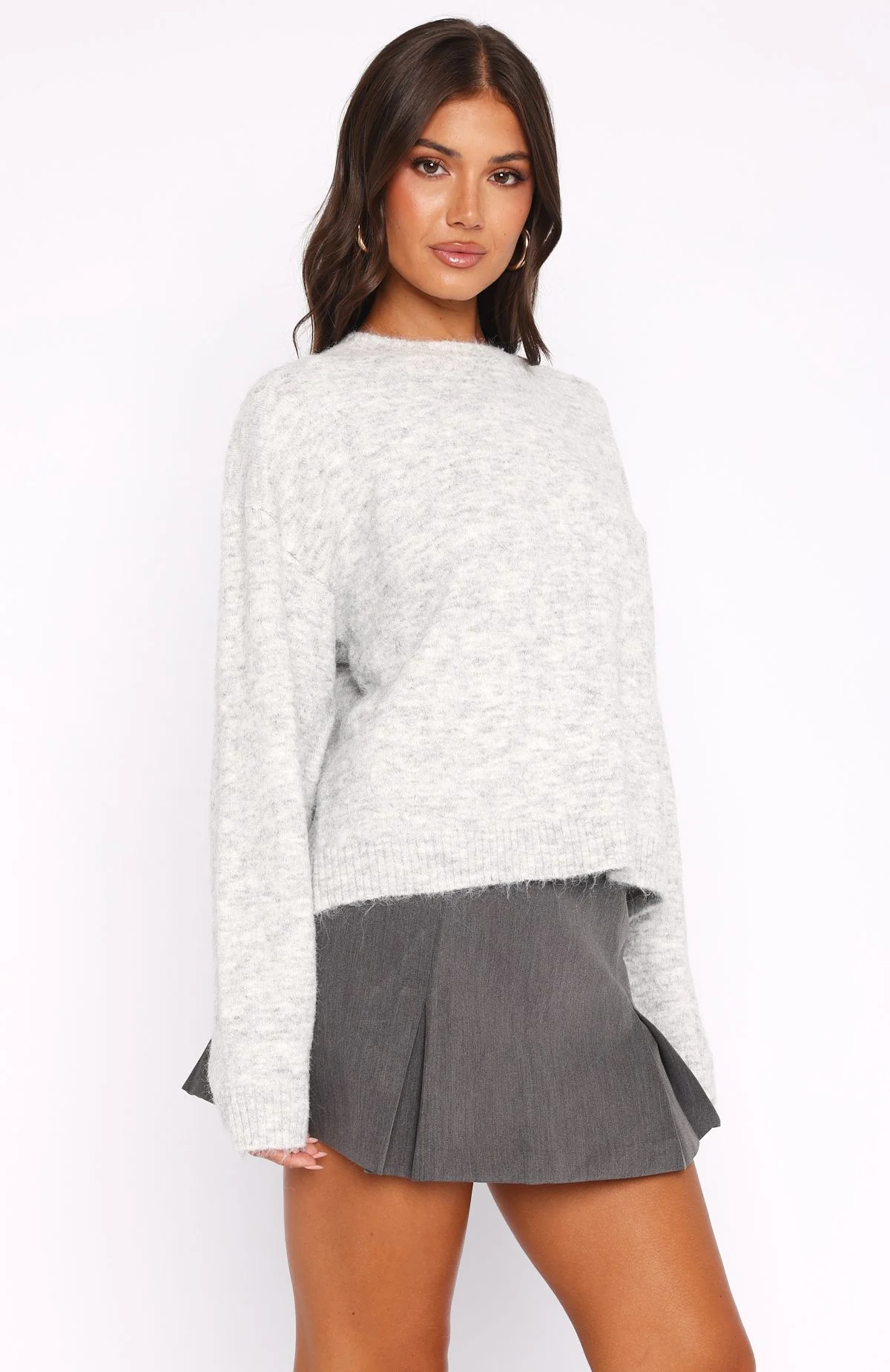 Warm Whispers Knit Sweater Grey Marle - White Fox Boutique