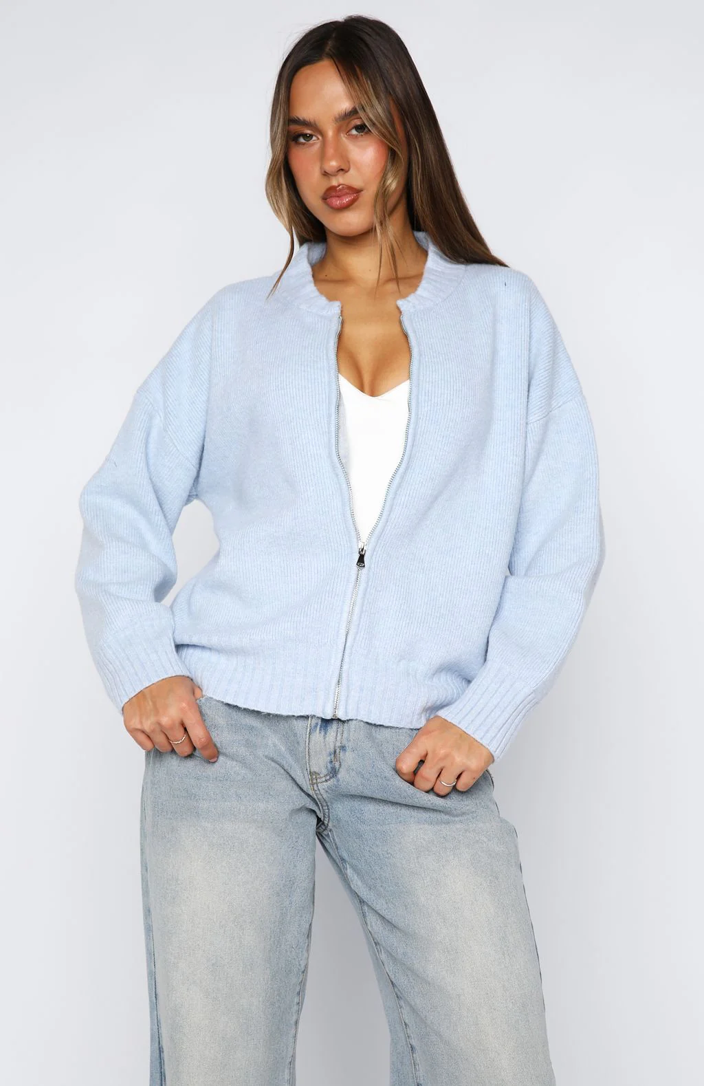 Unbreakable Bond Knit Jacket Baby Blue - White Fox Boutique