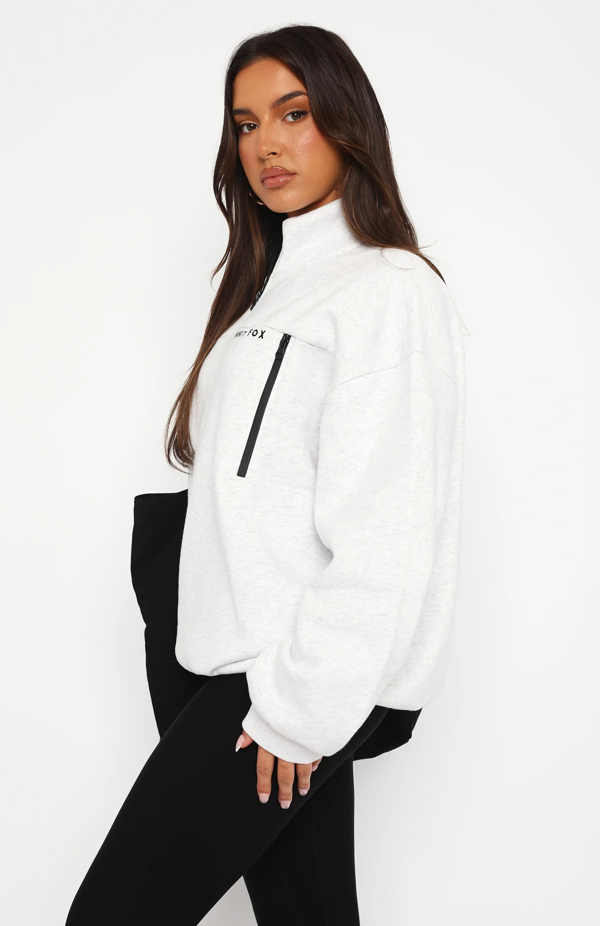 Where Did You Go Zip Front Sweater Grey Marle - White Fox Boutique