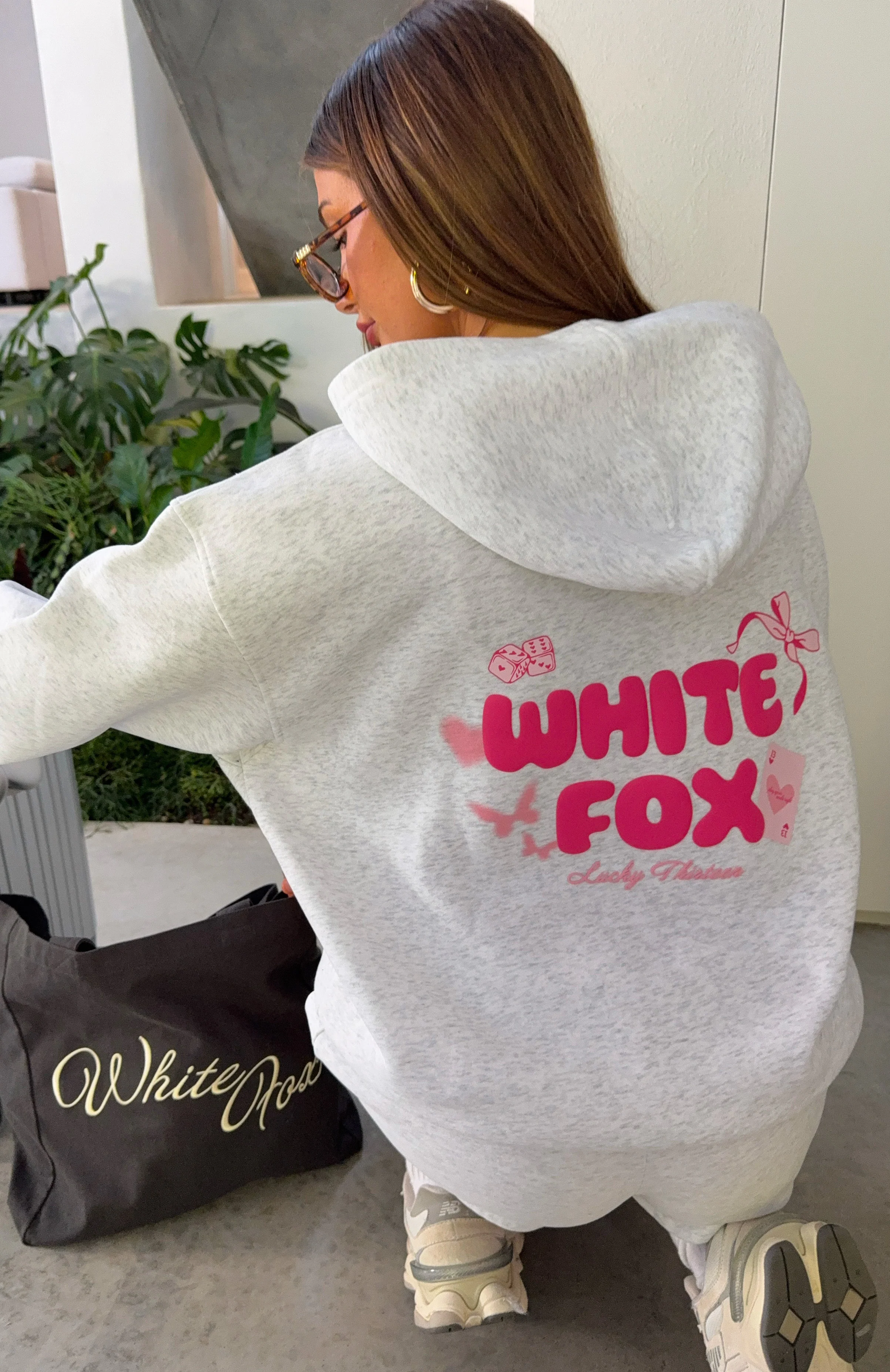 Lucky Thirteen Stephanie Oversized Hoodie Grey Marle - White Fox Boutique