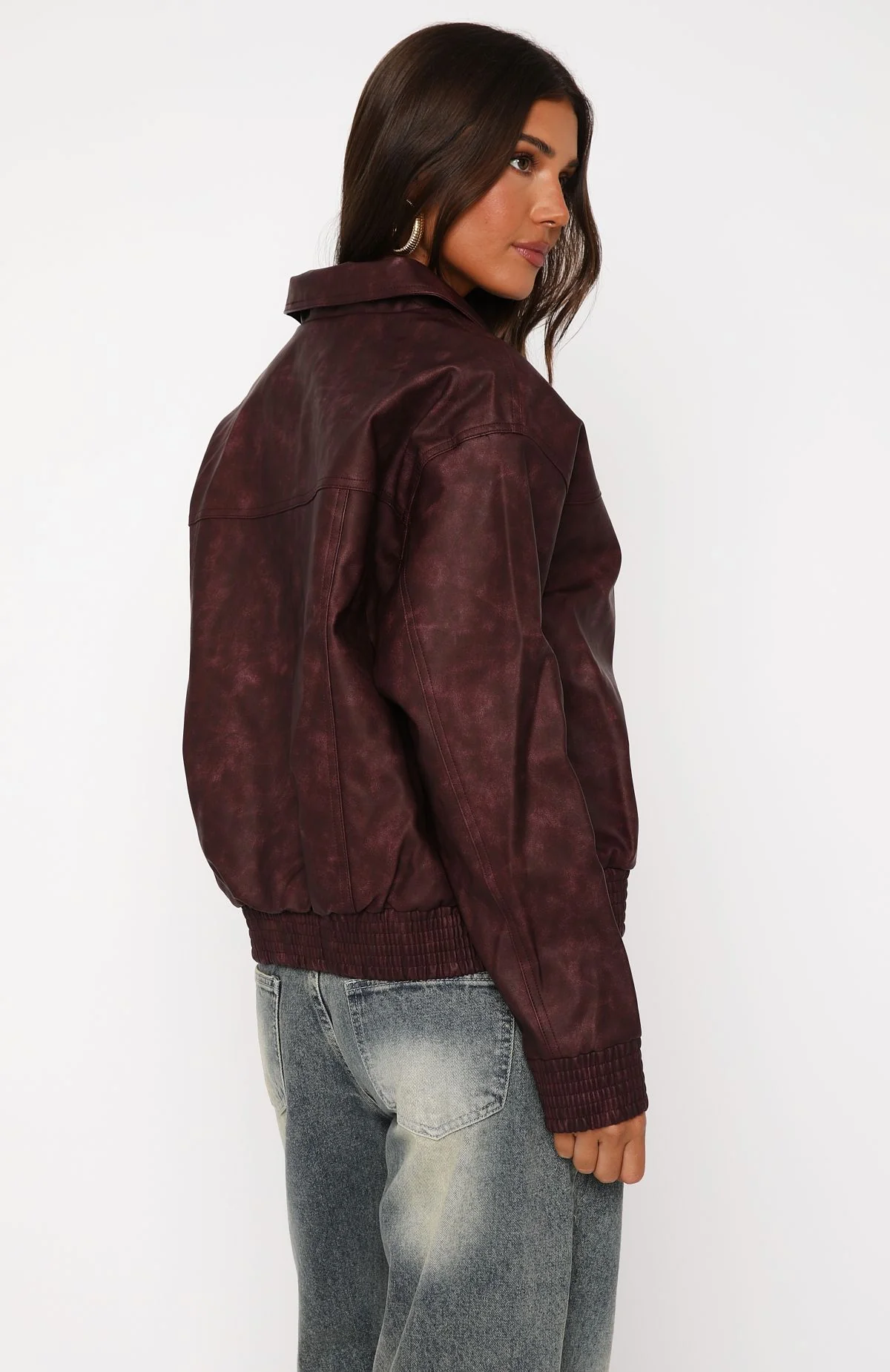 Make Things Right PU Bomber Jacket Plum - White Fox Boutique