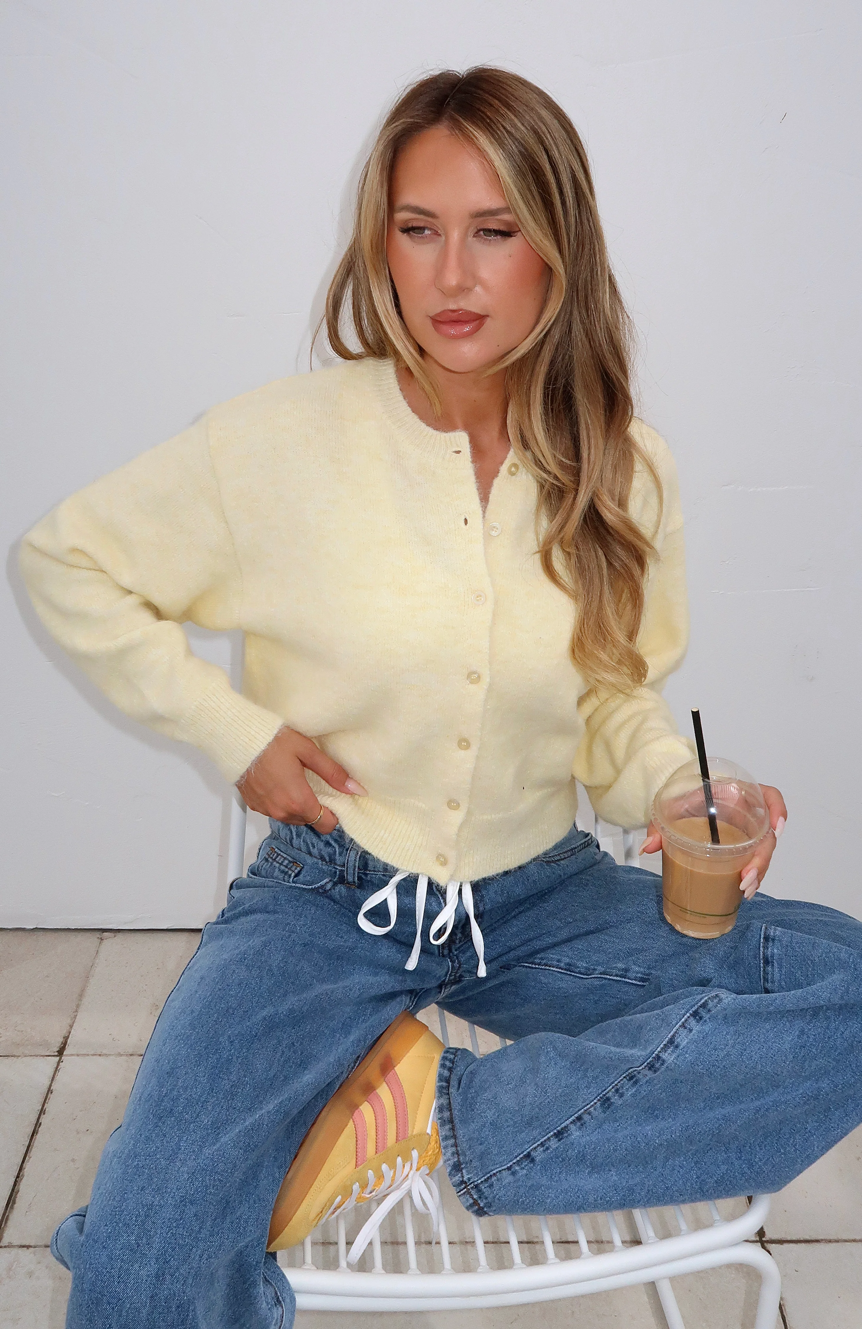 Warm Whispers Knit Cardigan Lemon - White Fox Boutique