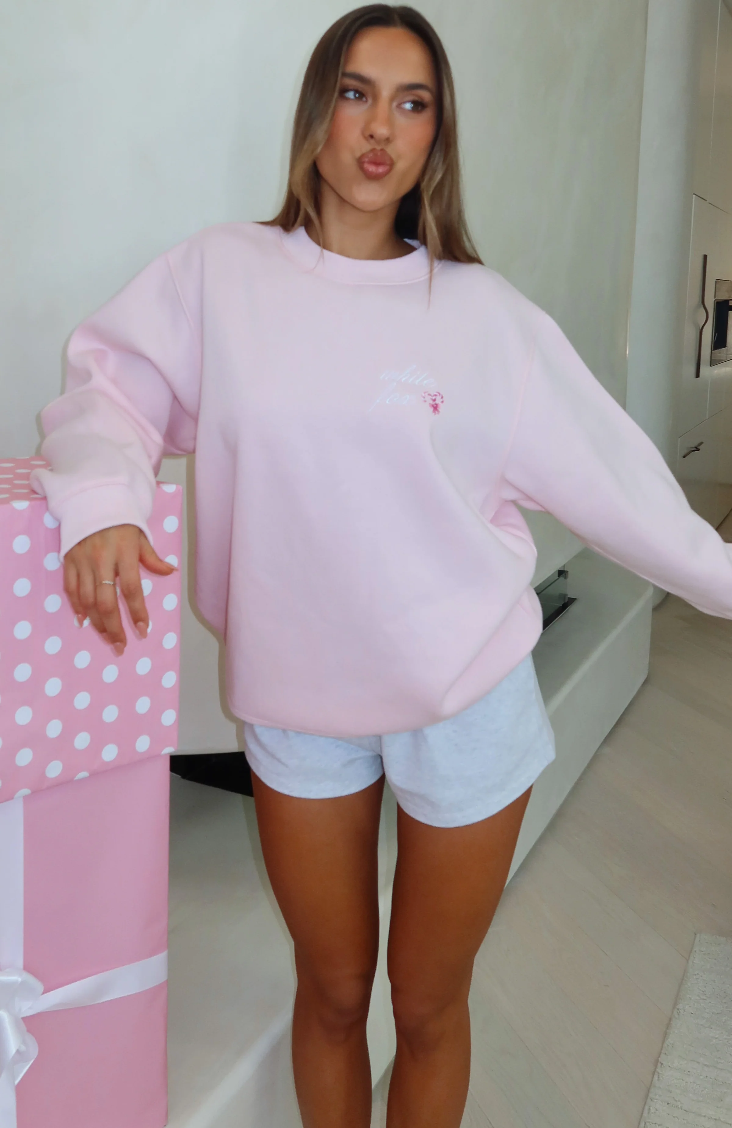 Candy Cane Christmas Oversized Sweater Cupcake - White Fox Boutique