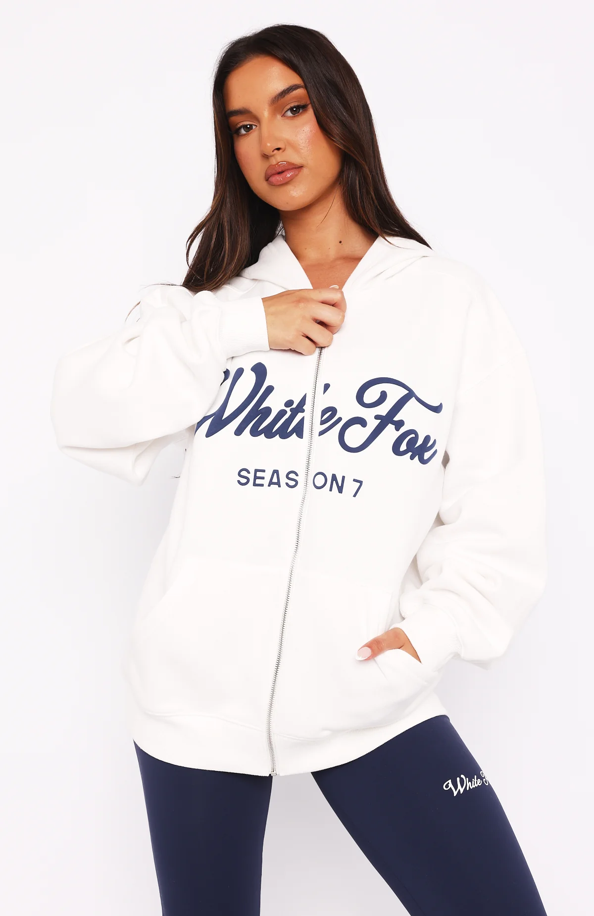 Season 7 Zip Front Hoodie Snow - White Fox Boutique